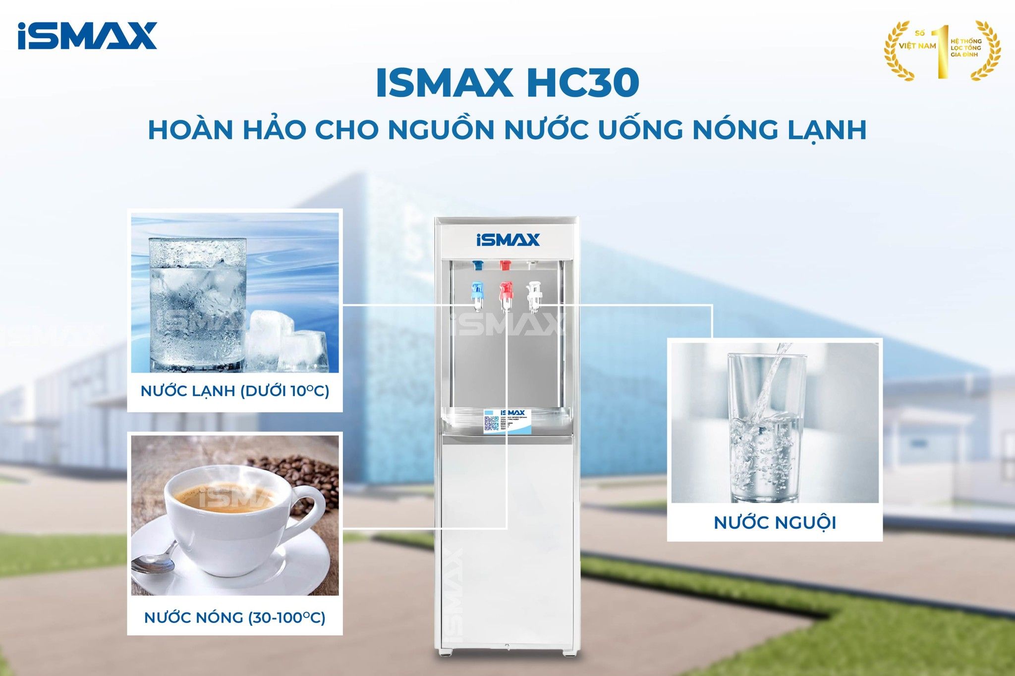 Máy lọc nước RO Nóng/Lạnh bán công nghiệp iSmax với 3 chế độ nóng, lạnh, nguội tiện lợi