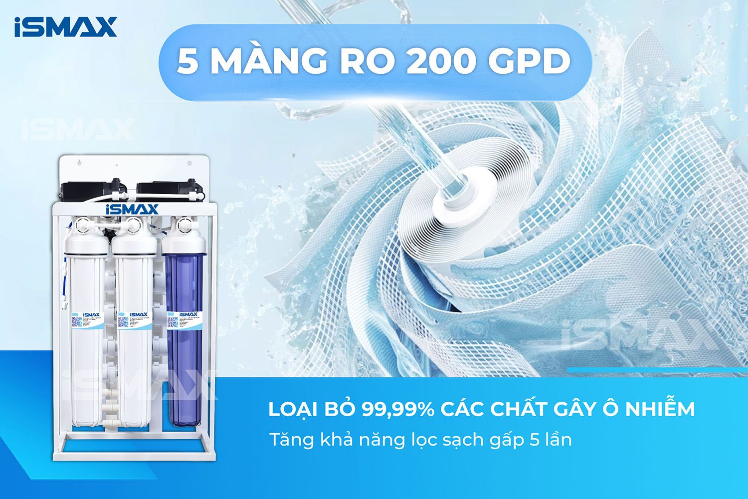 Hệ thống lọc RO bán công nghiệp 150l/h tích hợp đến 5 màng RO