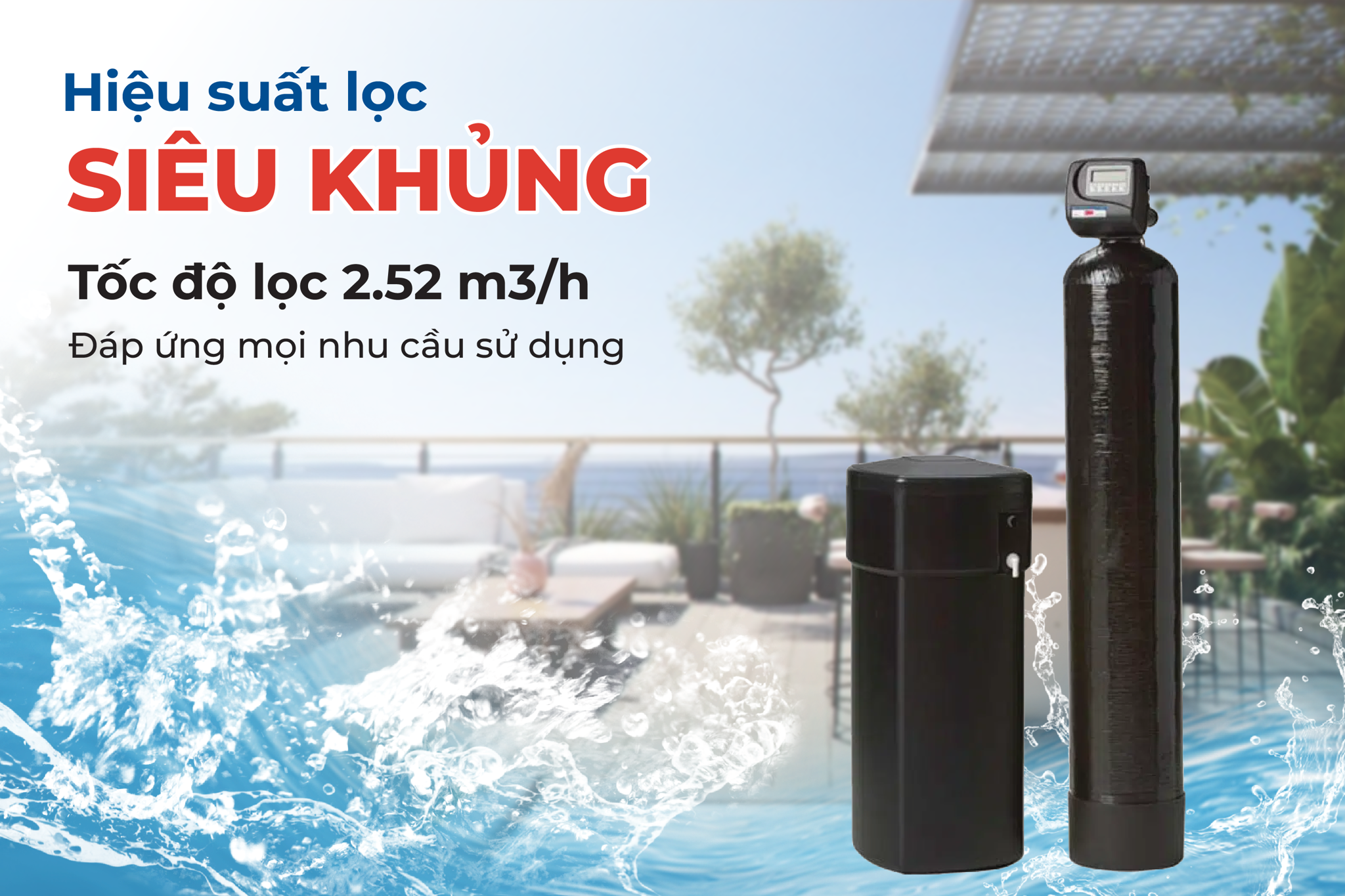 Máy lọc tổng đầu nguồn 3M Full sở hữu hiệu suất lọc vượt trội với tốc độ lọc lên đến 2.52 m³/h
