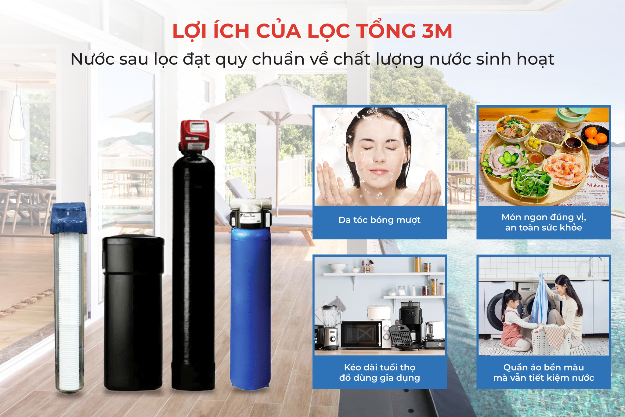 Hệ thống 3M Full đáp ứng các tiêu chuẩn chất lượng nước sạch, an toàn cho mục đích sinh hoạt