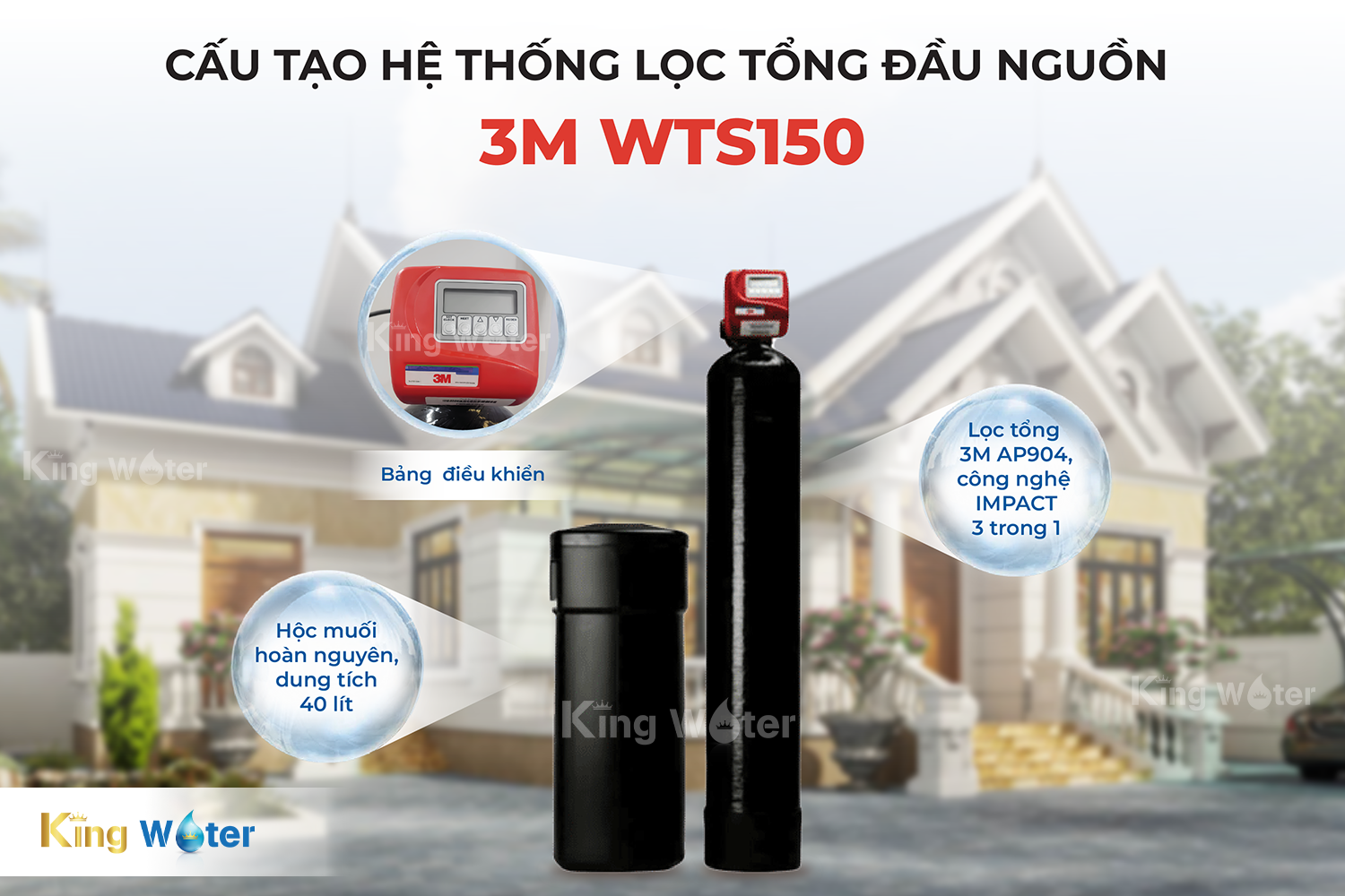 Cột lọc mềm nước 3M WTS150 sở hữu thiết kế tinh gọn với hệ thống kỹ thuật đơn giản
