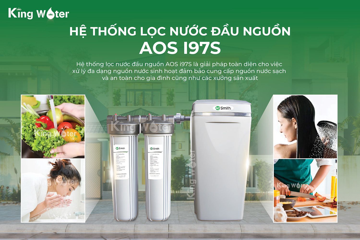 Lọc tổng AO Smith AOS i97S xử lý nguồn nước sinh hoạt bị ô nhiễm