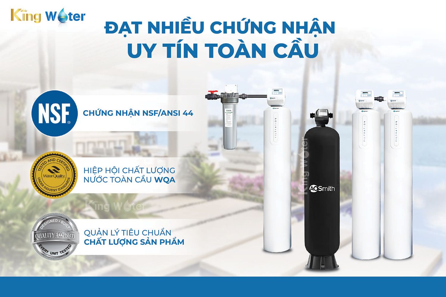 Máy lọc tổng AO Smith&nbsp;AOS MMF sở hữu các chứng nhận uy tín toàn cầu