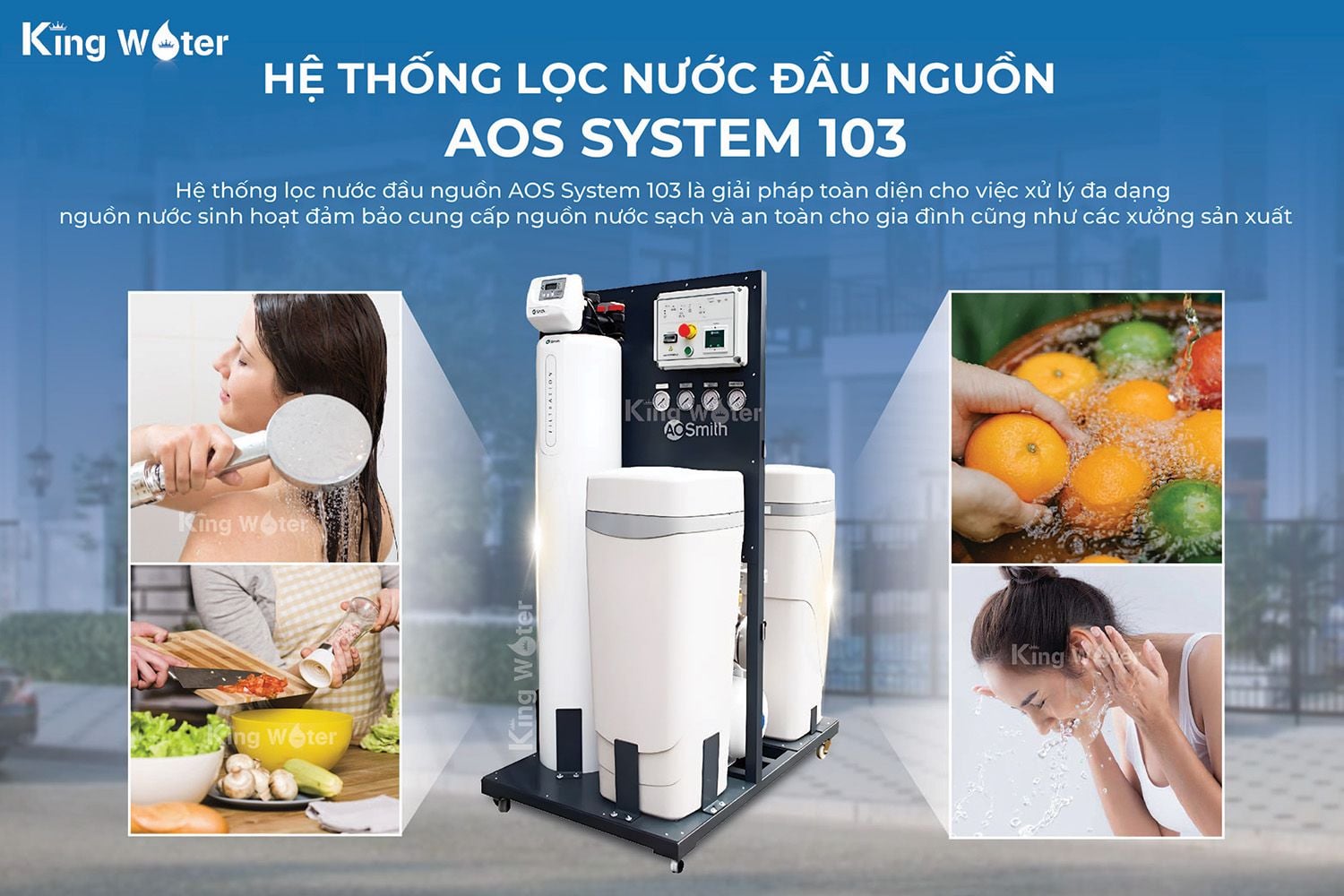 Lọc tổng&nbsp;AOS System 103 xử lý vấn đề nguồn nước sinh hoạt ô nhiễm