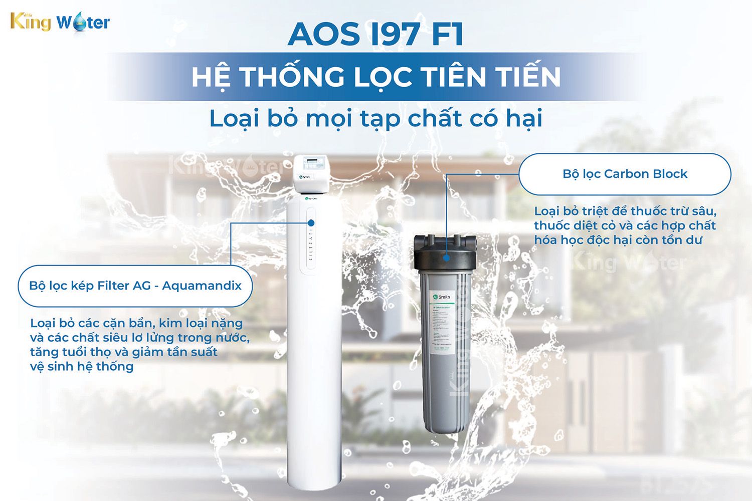 Lọc tổng AO Smith AOS i97 F1 tích hợp các bộ lọc mạnh mẽ
