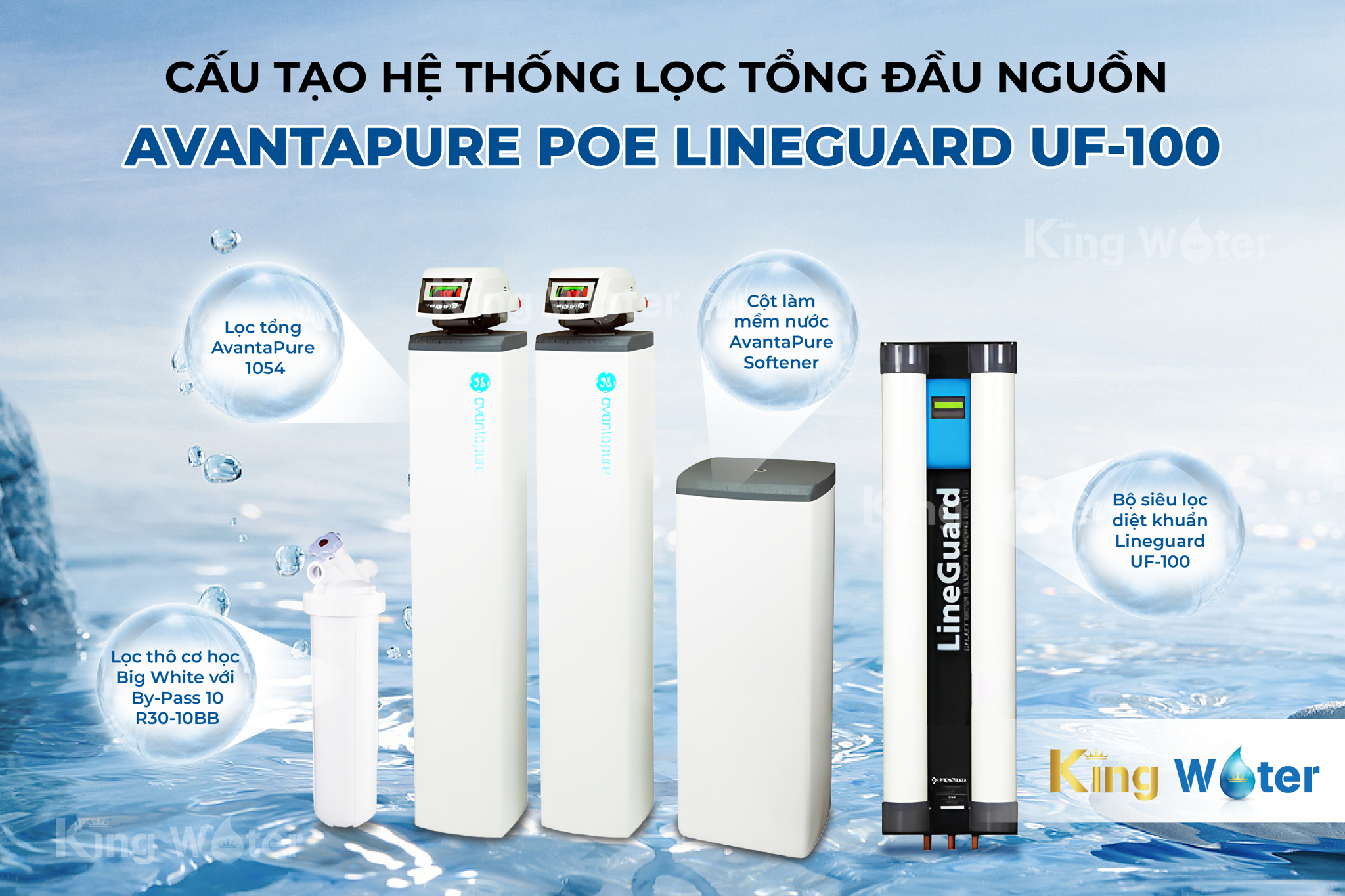 Hệ thống lọc tổng đầu nguồn Pentair AvantaPure POE Lineguard UF-100 sở hữu cấu tạo tinh gọn nhưng vẫn đảm bảo hiệu quả lọc vượt trội