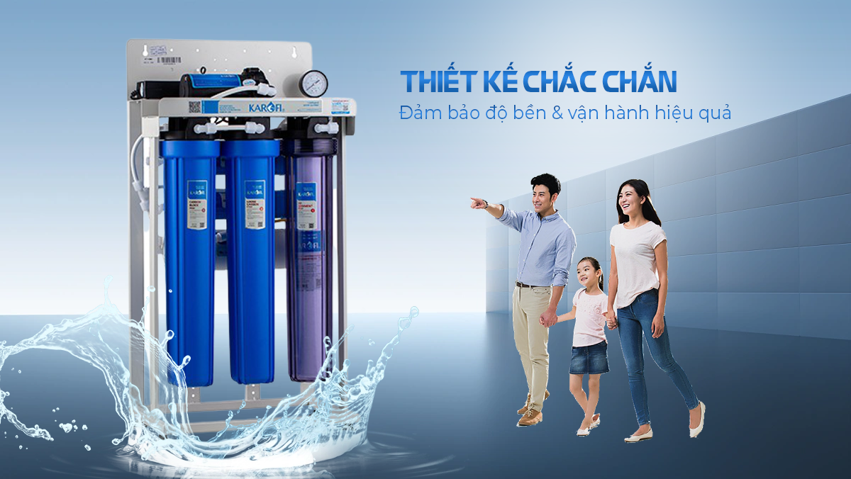 Hệ thống lọc nước bán công nghiệp Karofi sở hữu thiết kế hiện đại, chắc chắn