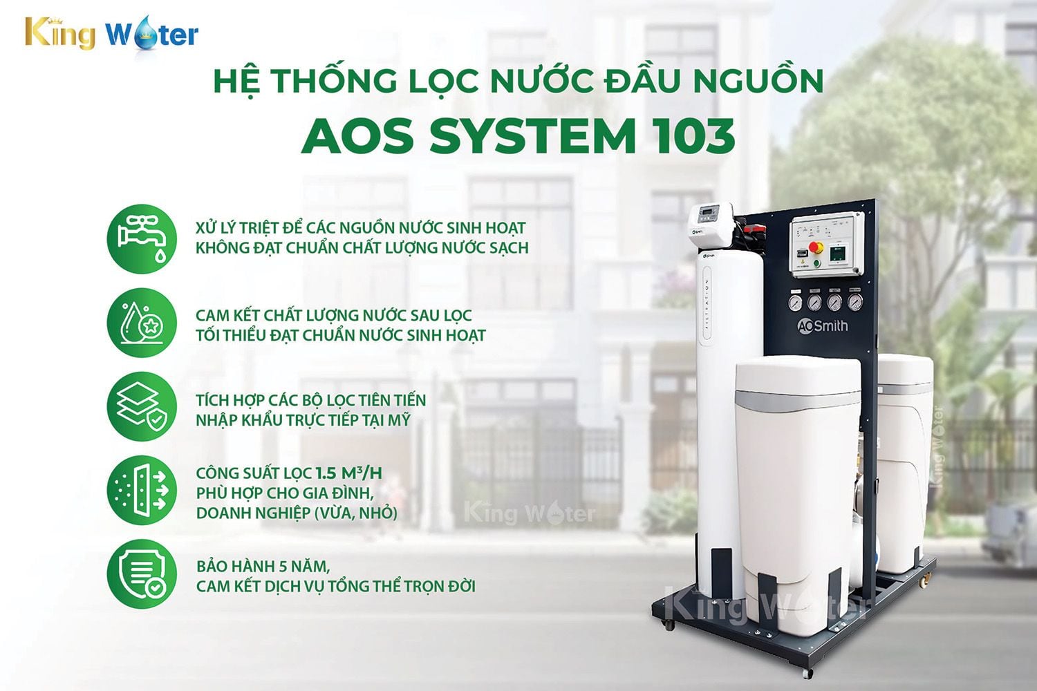 Đặc điểm nổi bật của máy lọc nước tổng AO Smith AOS System 103