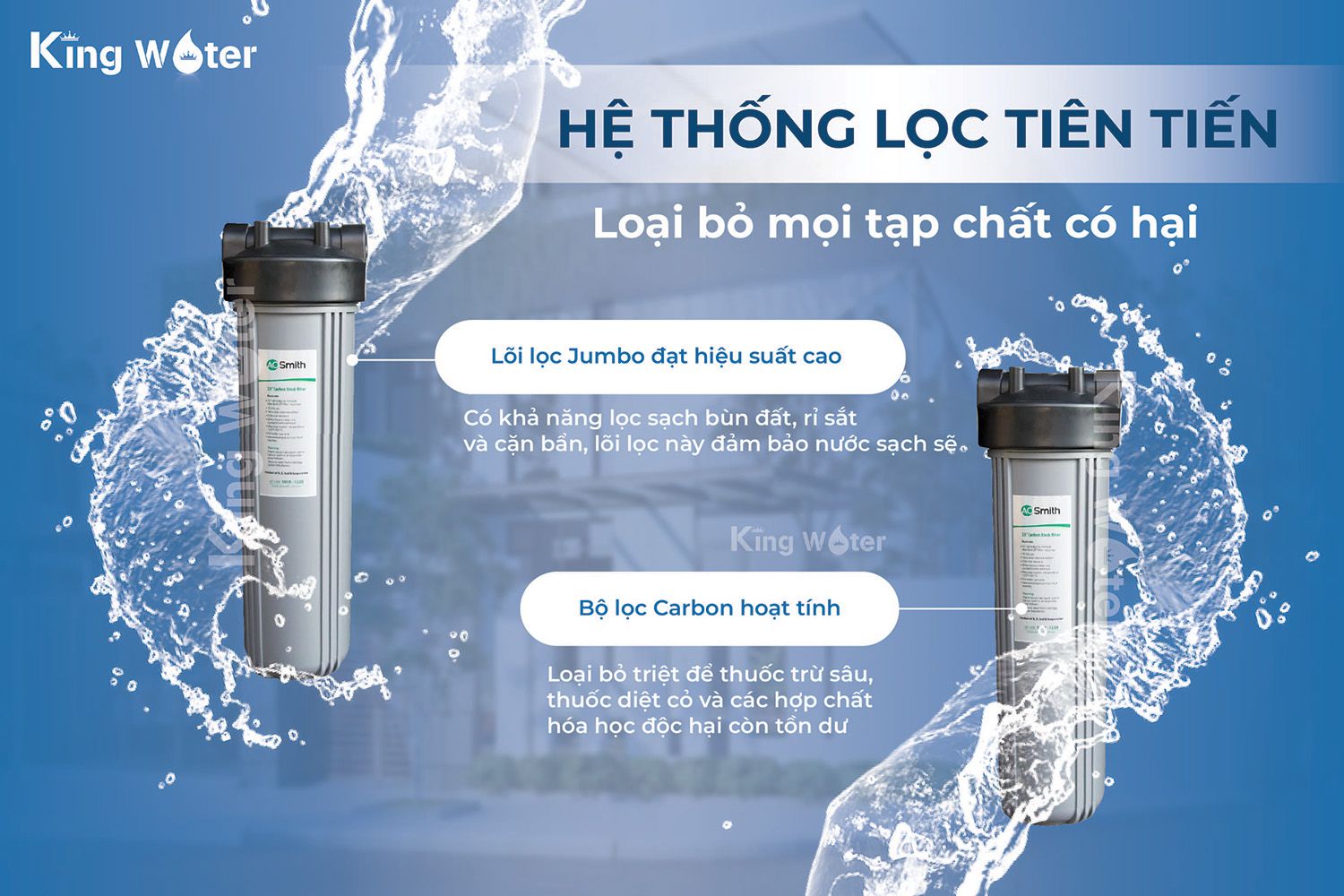 Lọc tổng đầu nguồn AO Smith i97S có hệ thống lọc mạnh mẽ