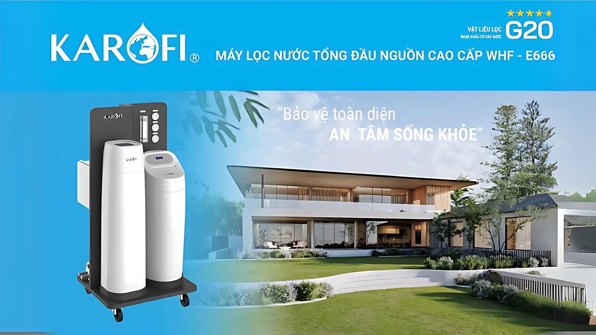 Karofi WHF-E666 trang bị vật liệu lọc cao cấp nhập khẩu G20