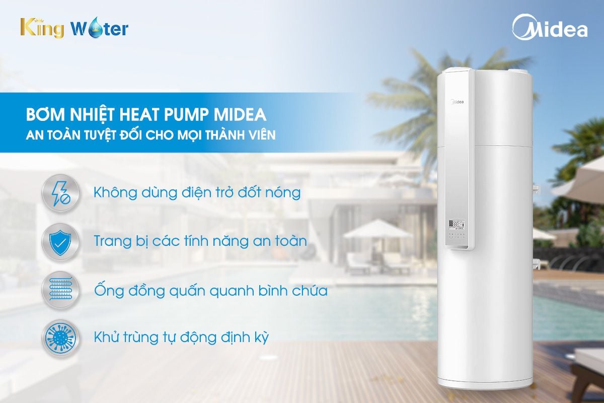 Máy bơm nhiệt Heat Pump Midea RSJ-08/80RDN7-B1 luôn đặt tiêu chí an toàn tuyệt đối lên hàng đầu