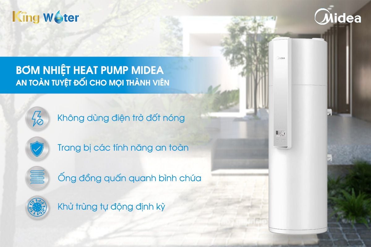 Máy nước nóng Midea RSJ-09/150RDN7-B1 được thiết kế với hệ thống bảo vệ toàn diện