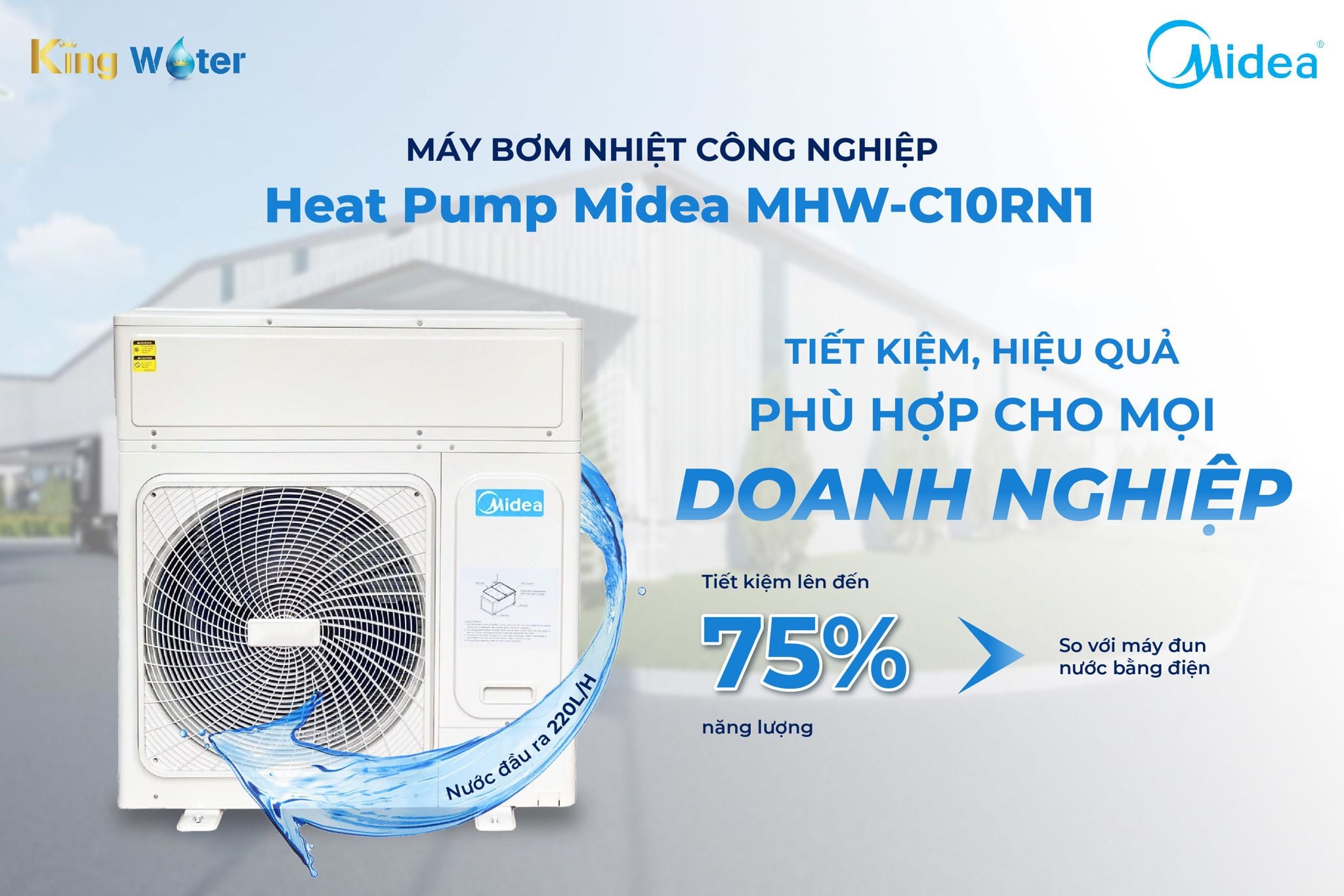 Máy bơm nhiệt công nghiệp Midea MHW-C10RN1 giúp tối ưu hóa chi phí vận hành