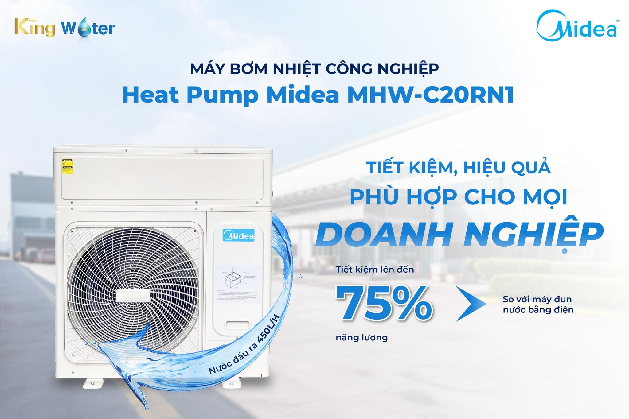 So với làm nóng nước truyền thống, bơm nhiệt Midea MHW-C20RN1 tiết kiệm đến 75% điện năng