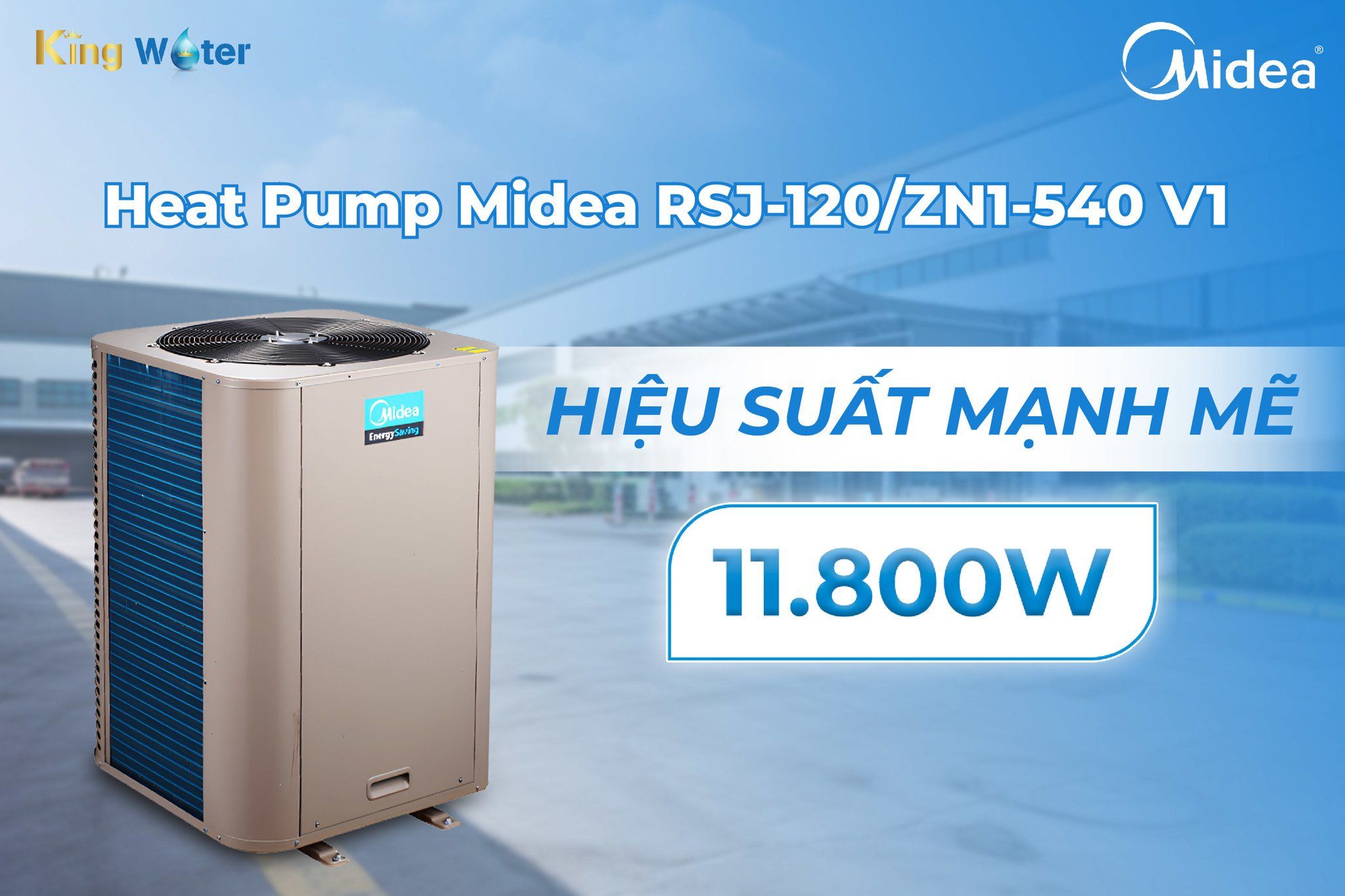 Bơm nhiệt Midea RSJ-120/ZN1-540V1 có hiệu suất làm nóng mạnh mẽ 11.8kW - 250L/H