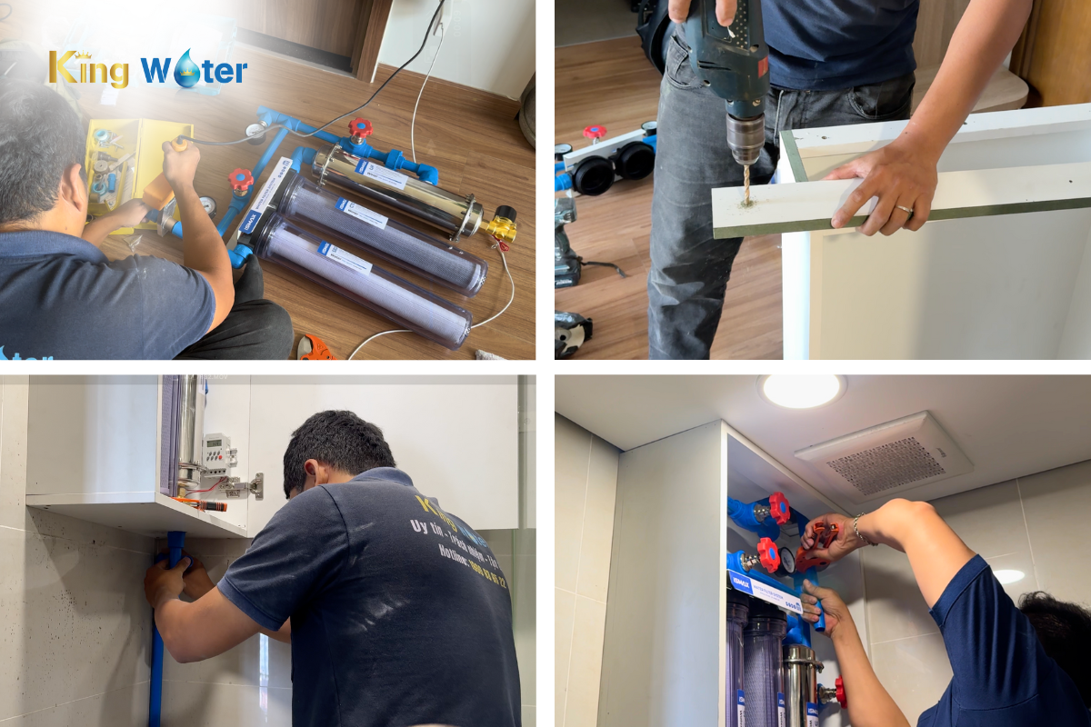 Hình ảnh lắp đặt thực tế hệ thống lọc nước đầu nguồn iSMAX AquaSoft 1U-1000S/2000S