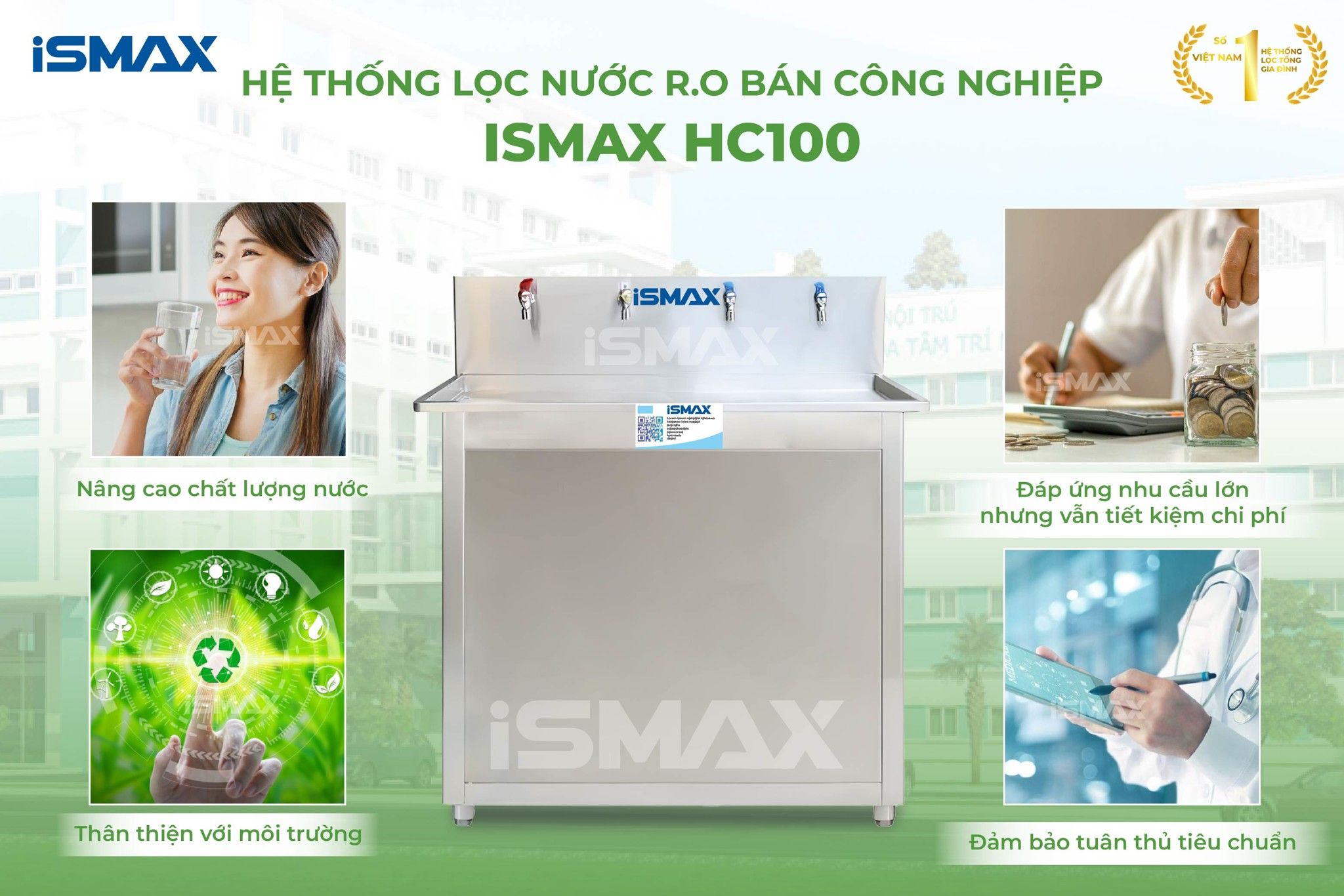 Máy lọc nước nóng lạnh công nghiệp iSmax RO-HC100 mang đến nhiều lợi ích cho sức khỏe và kinh té