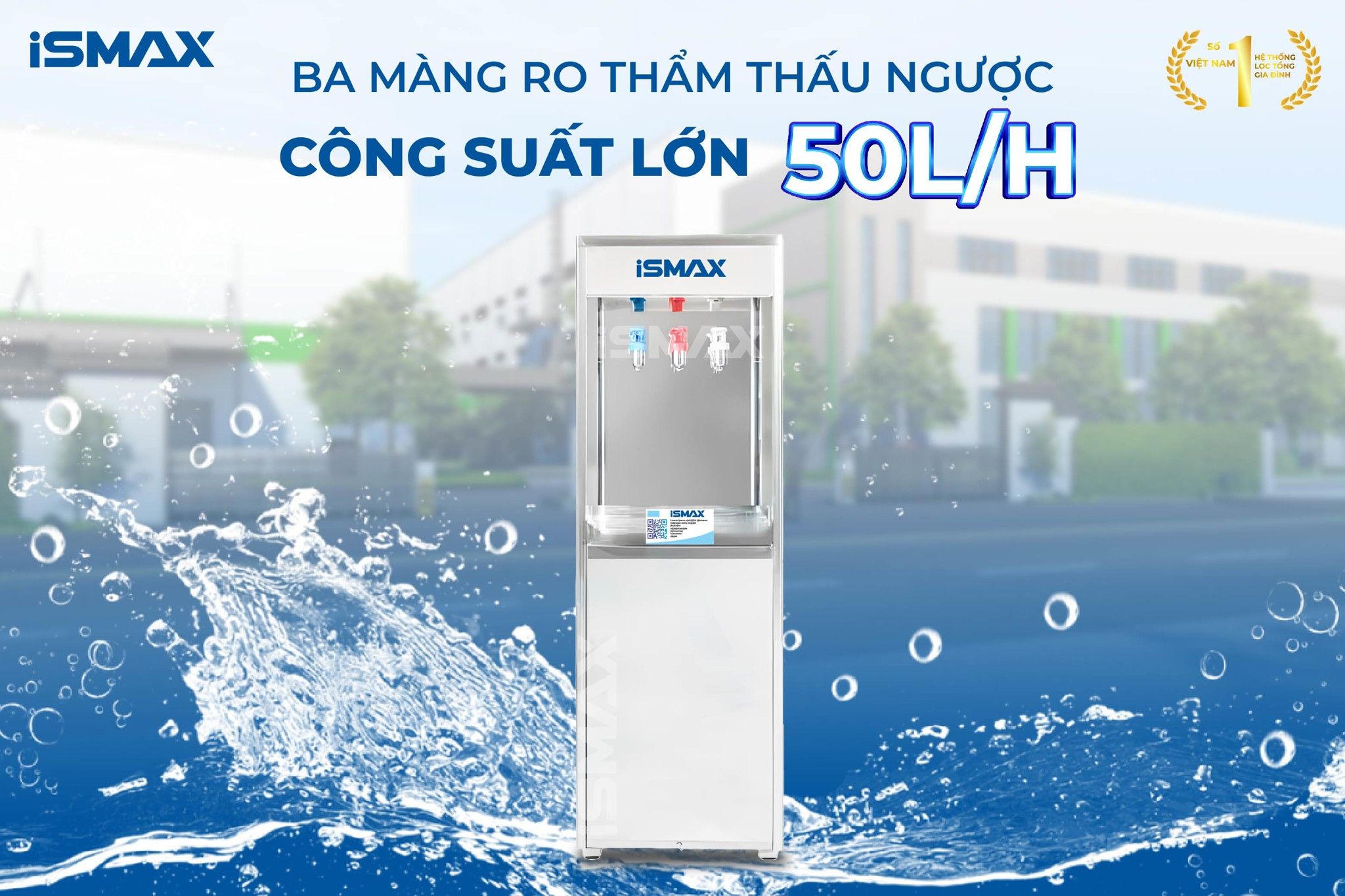 iSmax RO-HC30 phục vụ toàn bộ sinh hoạt cần đến nước tinh khiết nhờ công suất lọc mạnh mẽ lên đến 50 lít/giờ