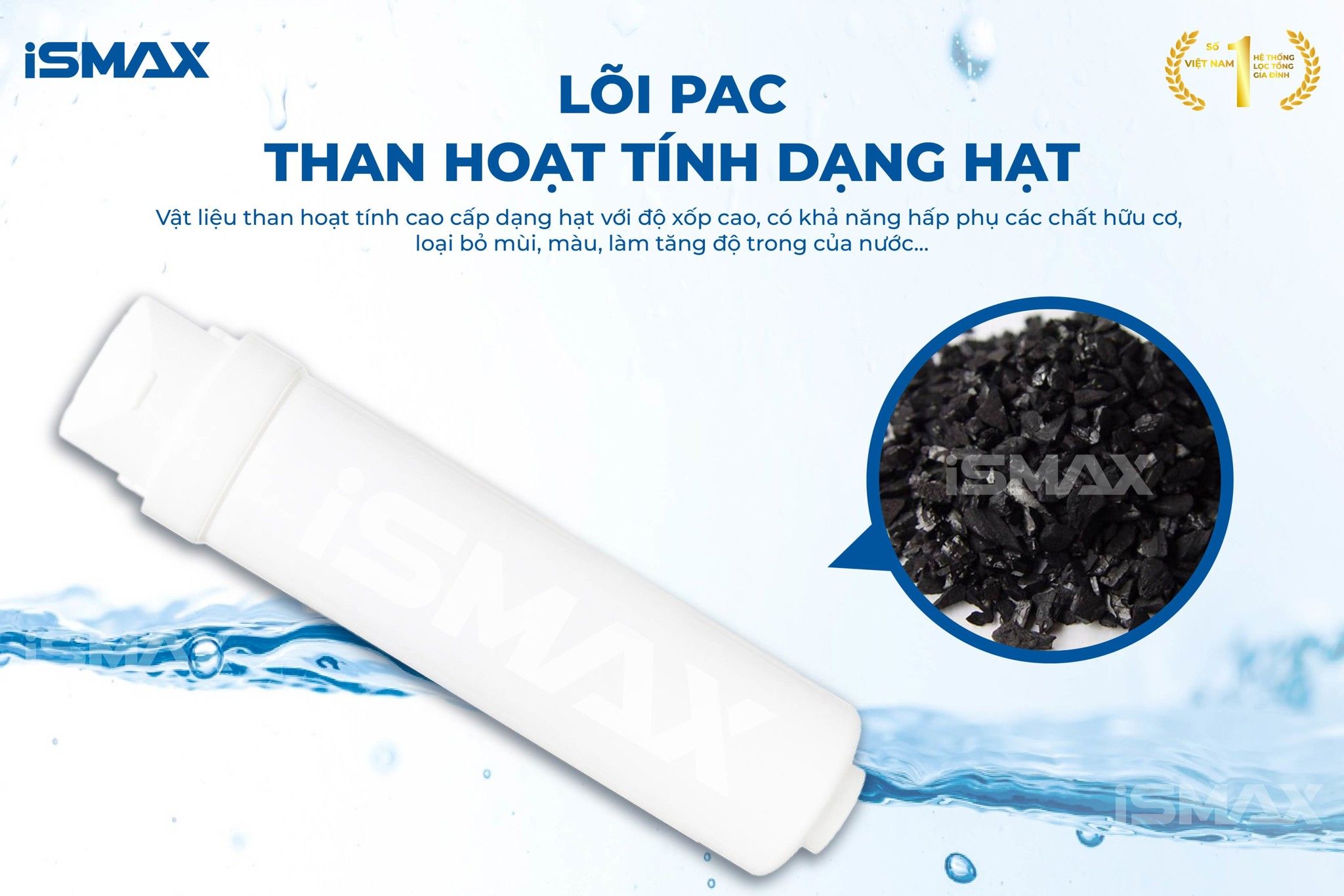 Lõi PAC có vai trò điều vị, cân bằng pH và bổ sung khoáng cho nước