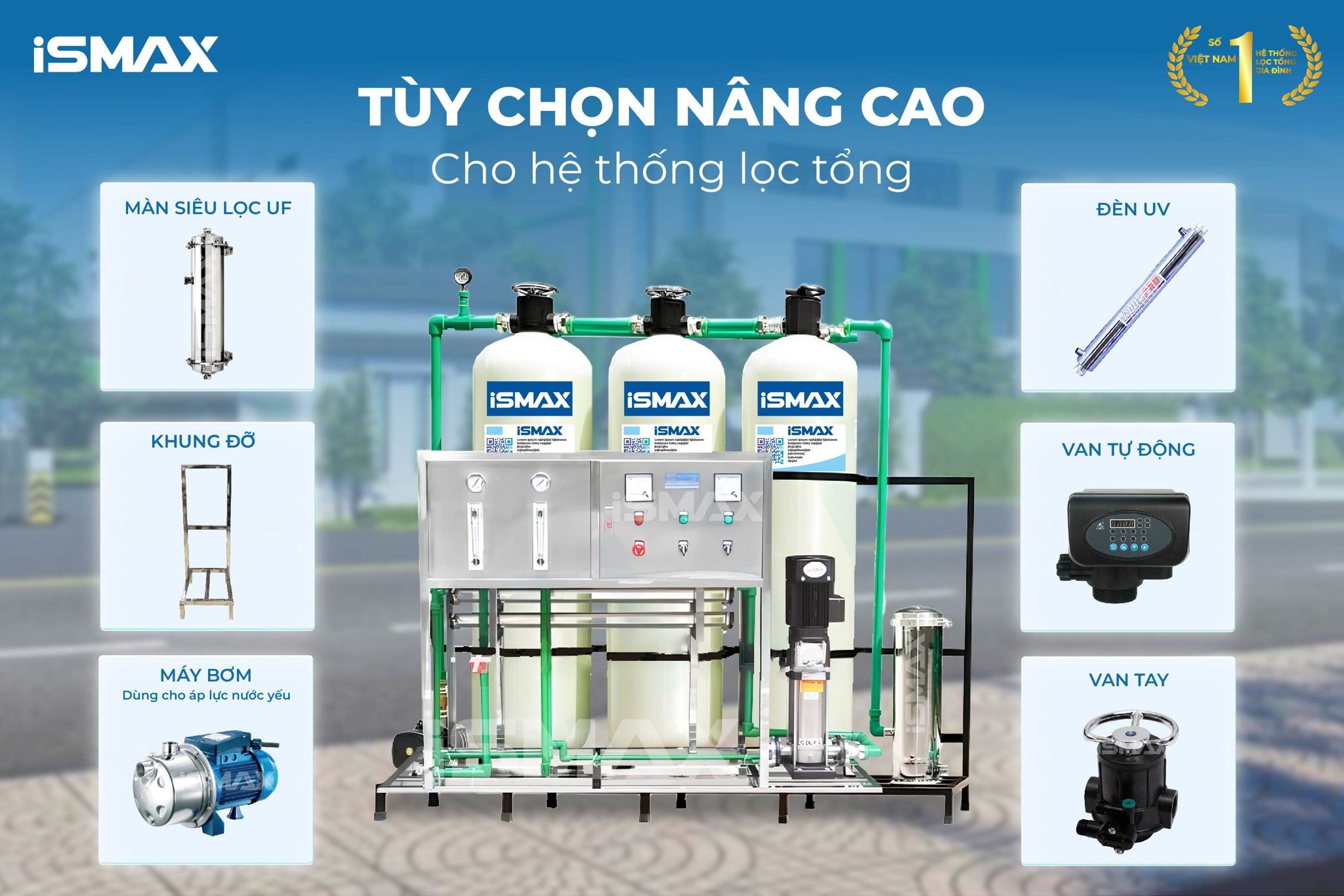Tùy chọn nâng cao của dàn lọc nước tinh khiết công suất lớn iSmax RO1500-C3-1465