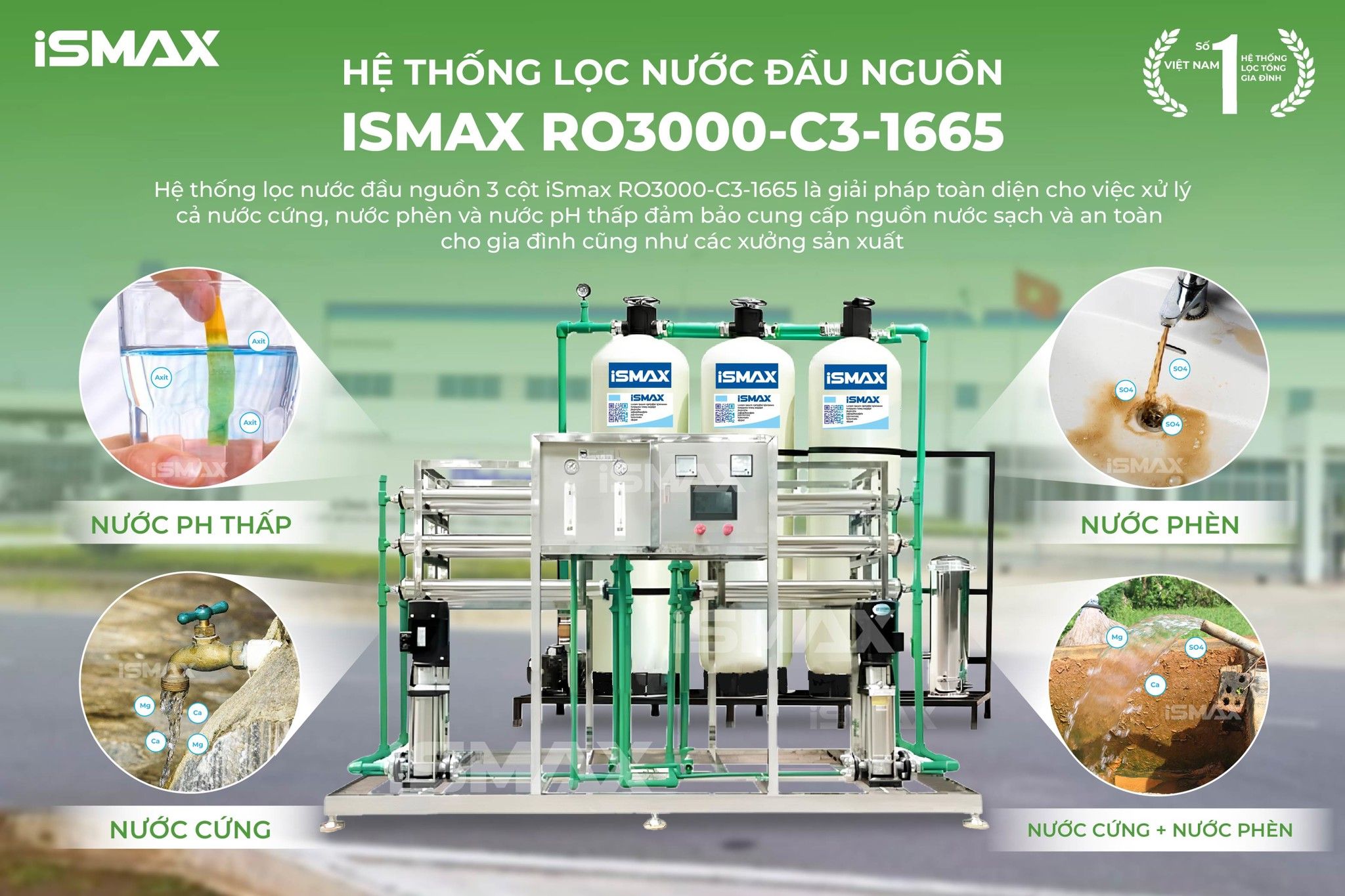iSmax RO3000-C3-1665&nbsp;lọc trực tiếp nguồn nước uống công suất lớn