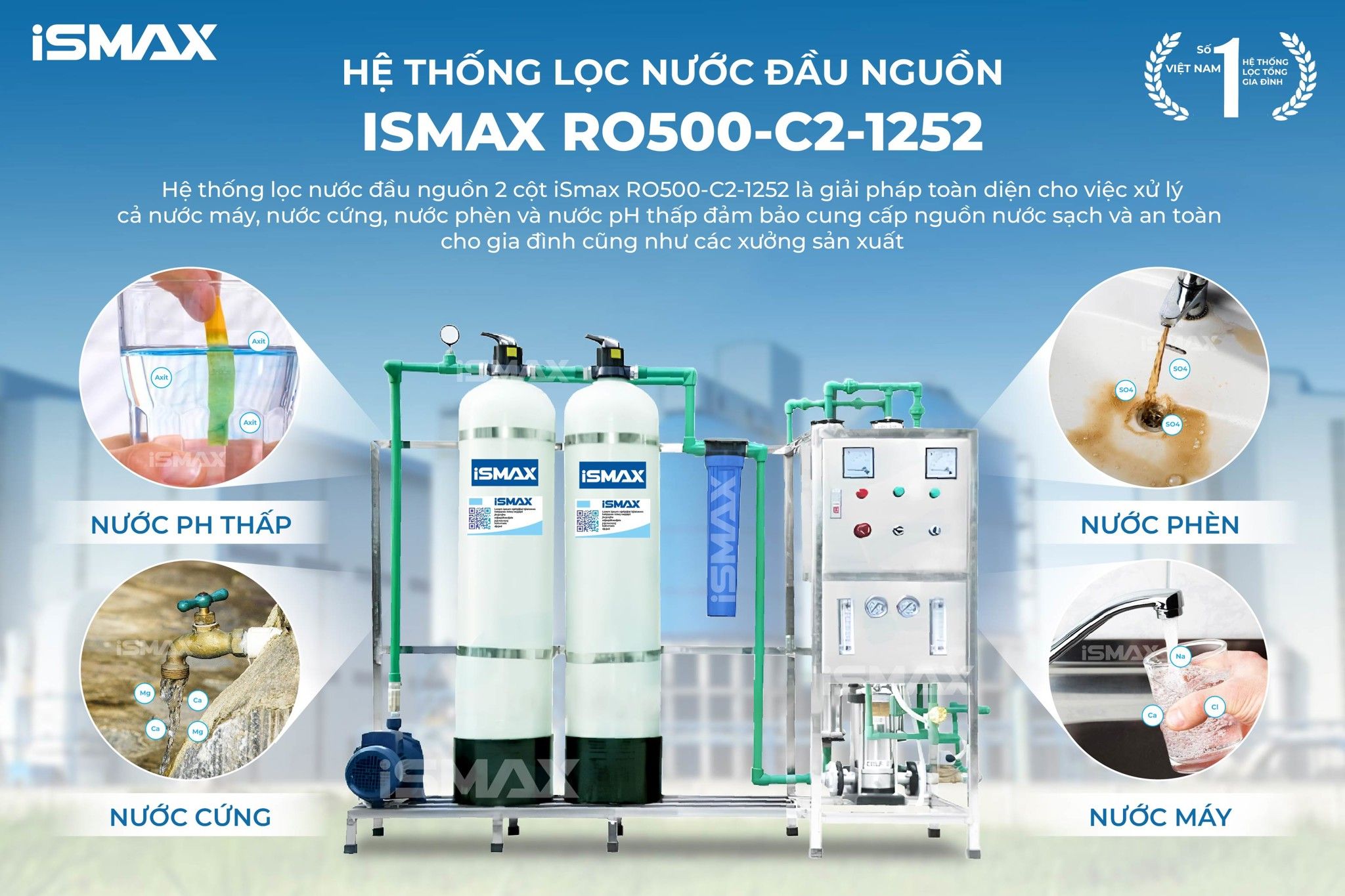 iSmax RO500-C2-1252 phục vụ nguồn nước uống với lưu lượng lớn