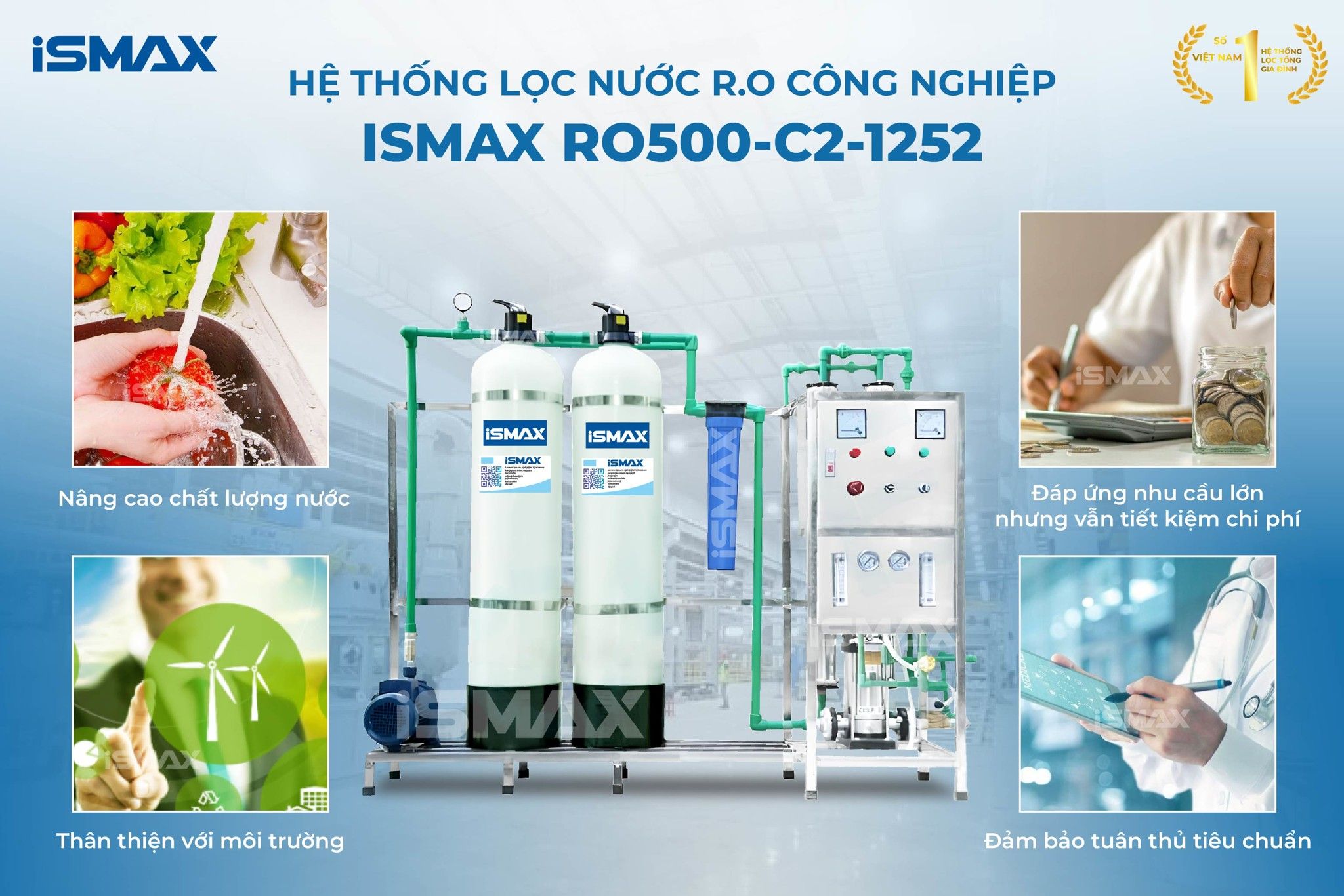Dàn lọc nước tinh khiết iSmax RO500-C2-1252 mang đến nhiều lợi ích về sức khỏe và kinh tế