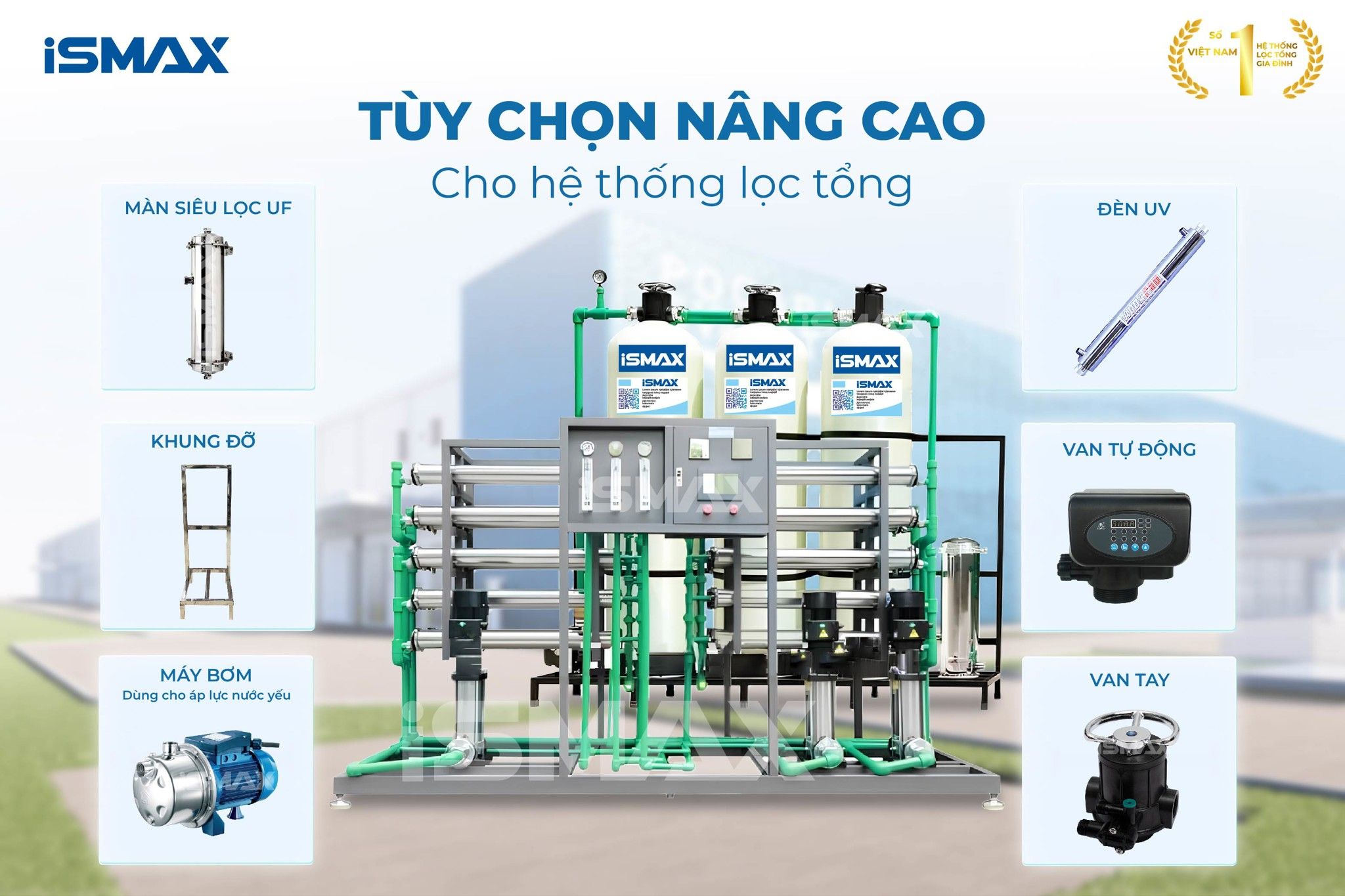 Tùy chọn nâng cao của hệ thống lọc nước tinh khiết iSmax RO5000-C3-1865