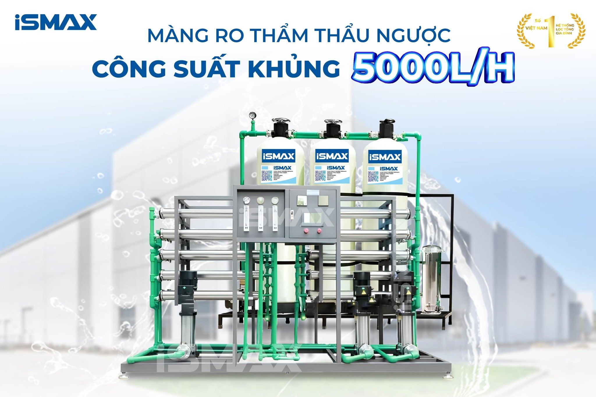 iSmax RO5000-C3-1865 lọc trực tiếp nguồn nước uống tinh khiết công suất khủng