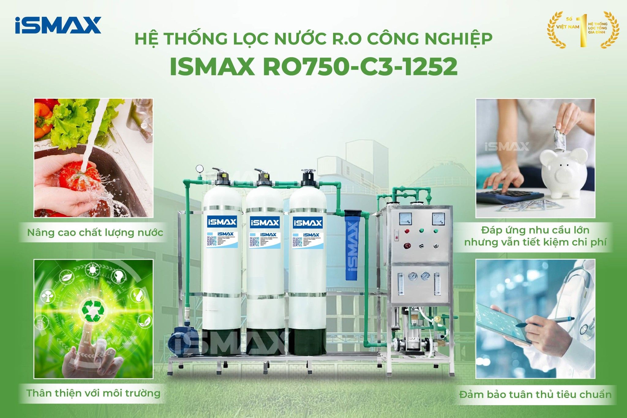Dàn lọc nước tinh khiết iSmax RO750-C3-1252 mang đến nhiều lợi ích cho sức khỏe và kinh tế