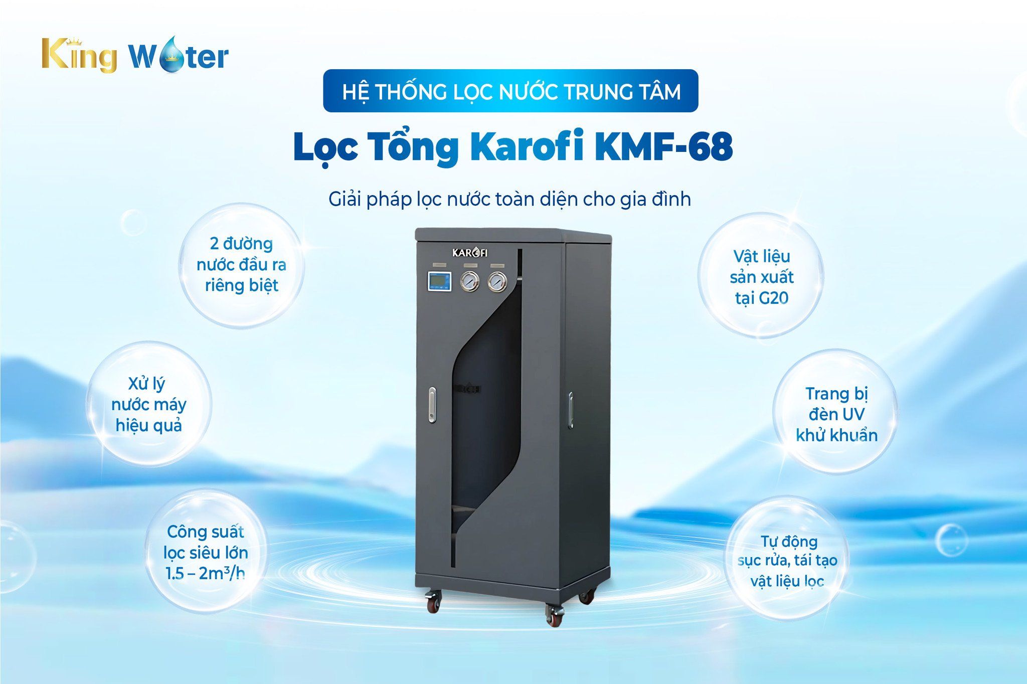 Lọc tổng Karofi KMF-68 - Giải pháp chuyên xử lý nguồn nước máy