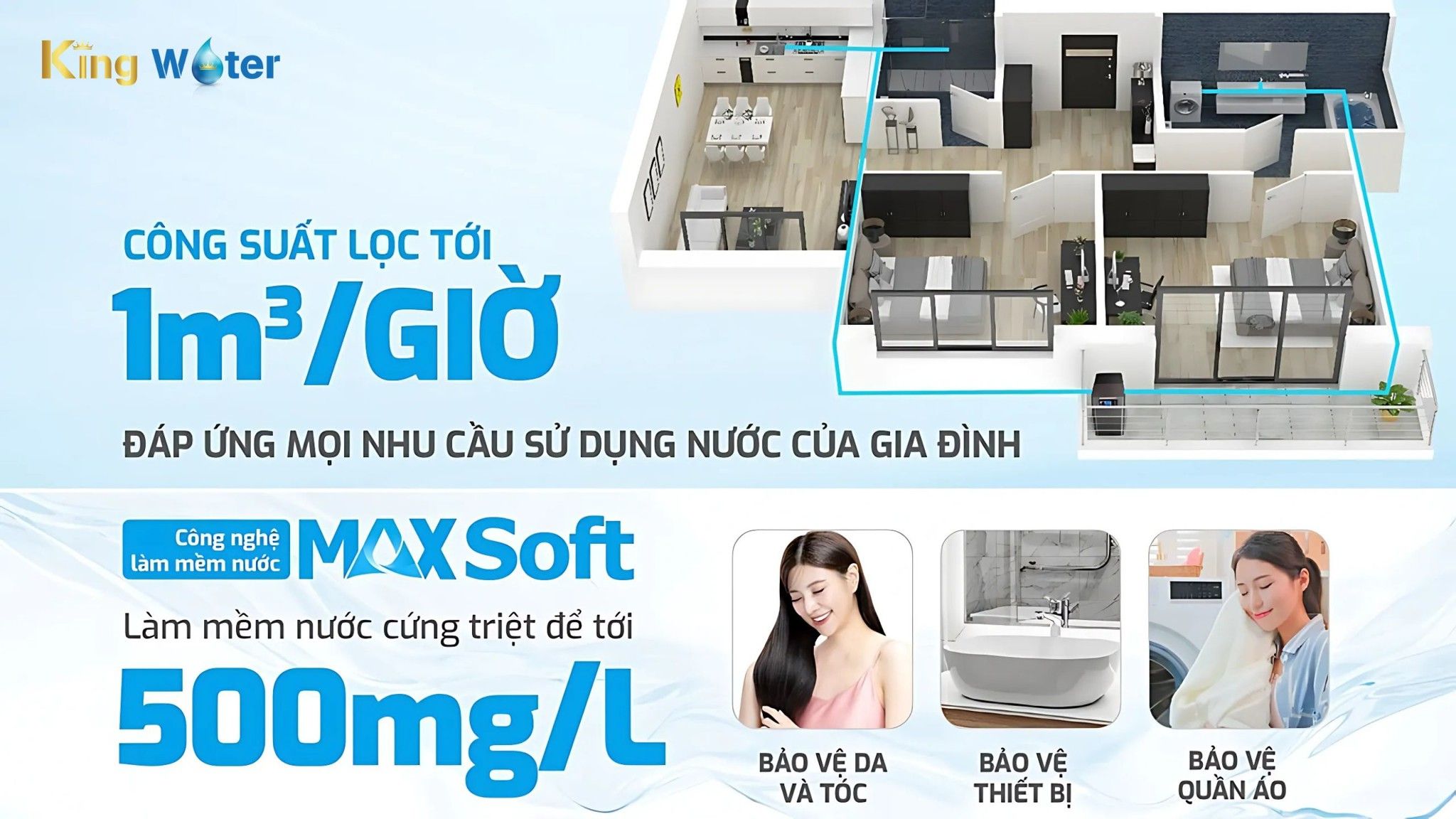 Karofi KTF-P01 xử lý nước cứng lên đến 500 mg/l