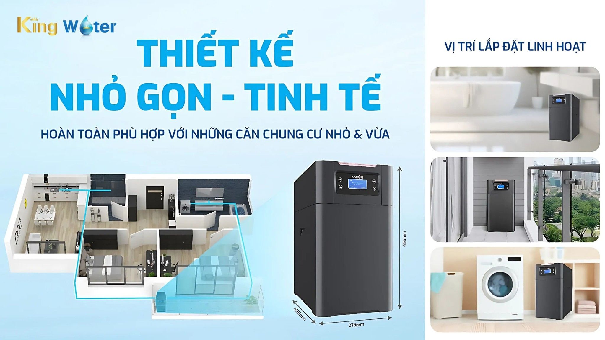 2 đường nước đầu ra riêng biệt đảm bảo hoạt động luôn ổn định
