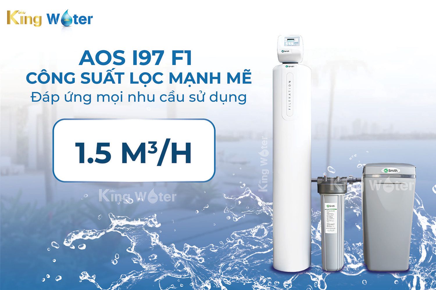 Lọc nước đầu nguồn AO Smith AOS i97 F1 có công suất lọc lớn