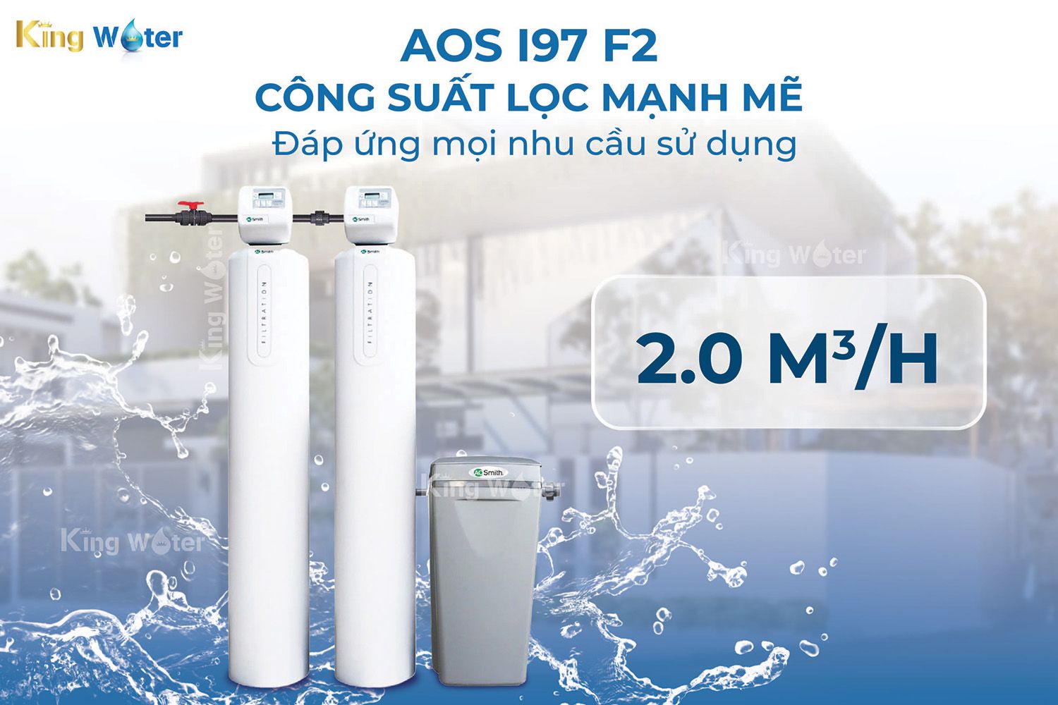 Lọc nước đầu nguồn AO Smith AOS i97 F2 có công suất lọc lớn