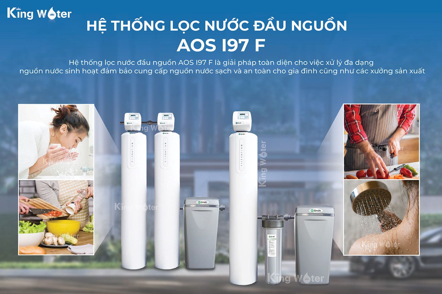 Lọc tổng&nbsp;AOS i97 F chuyên xử lý nguồn nước sinh hoạt ô nhiễm