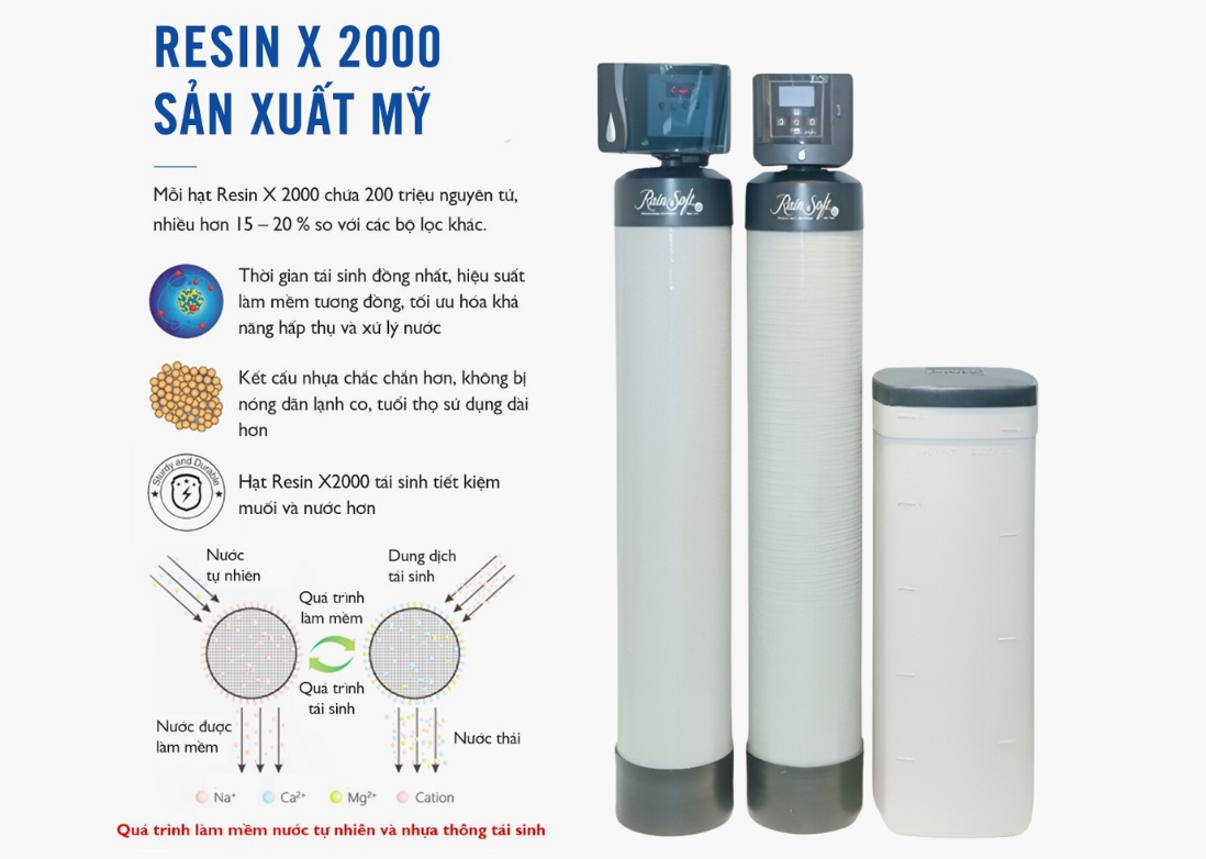 Vật liệu Resin X 2000 làm mềm nước&nbsp;của Rainsoft EC4