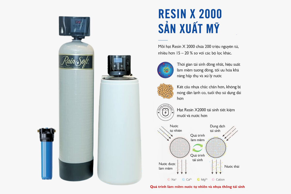 Máy lọc tổng EC5 – CAB với vật liệu Resin X 2000 làm mềm nước
