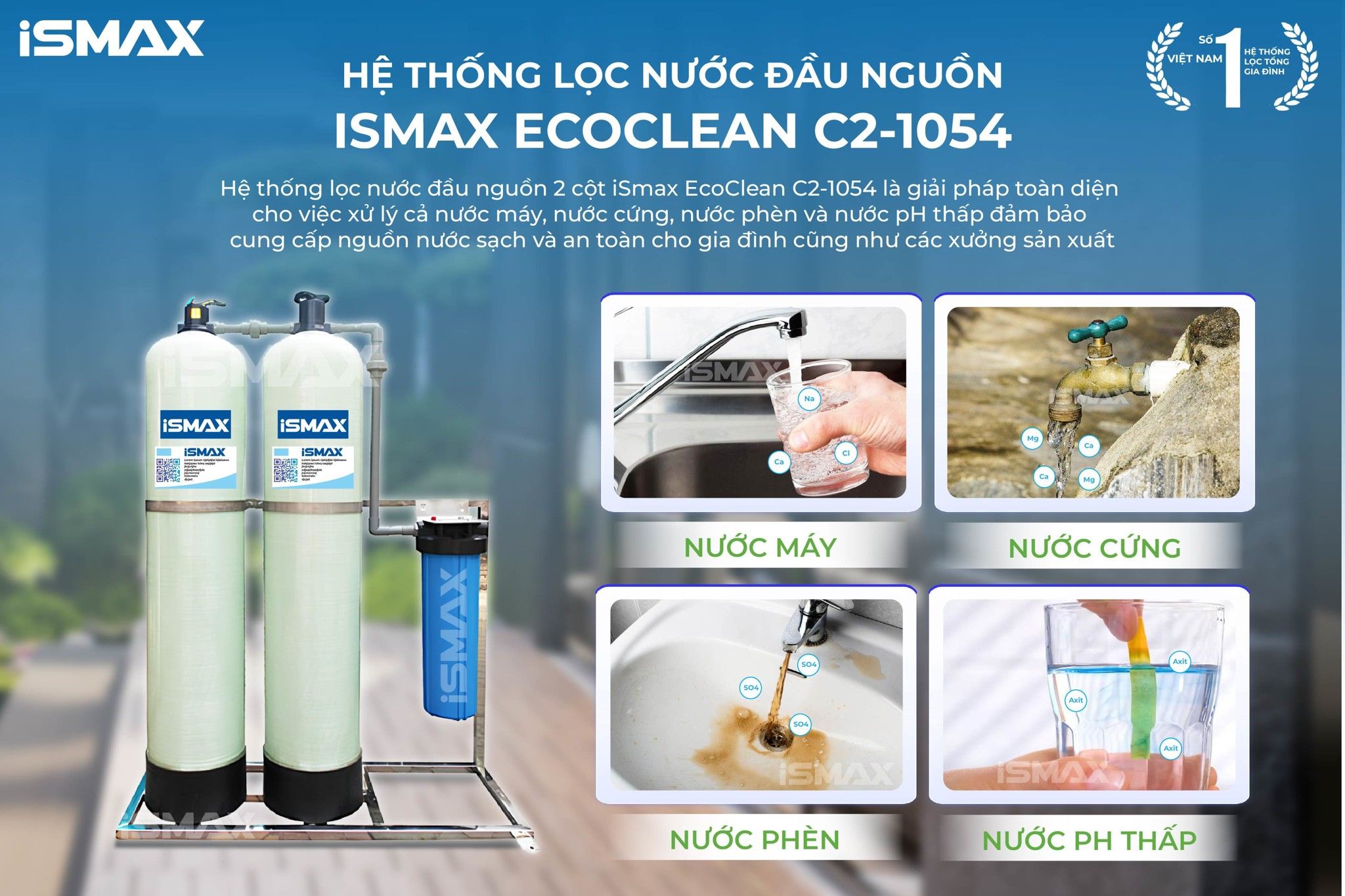 Hệ thống lọc nước đầu nguồn&nbsp;iSmax EcoClean C2-1054