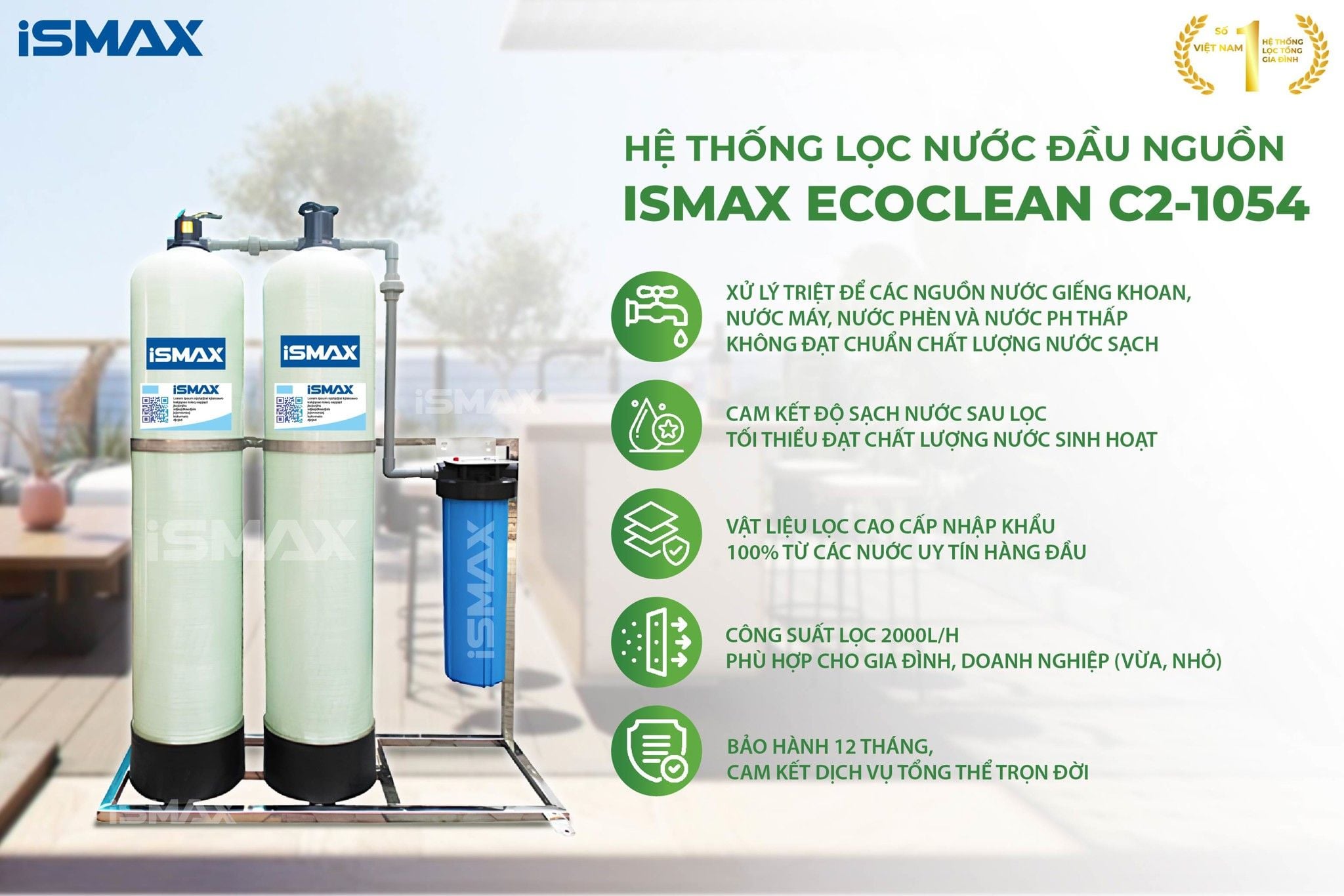 Hệ thống lọc nước đầu nguồn&nbsp;iSmax EcoClean C2-1054