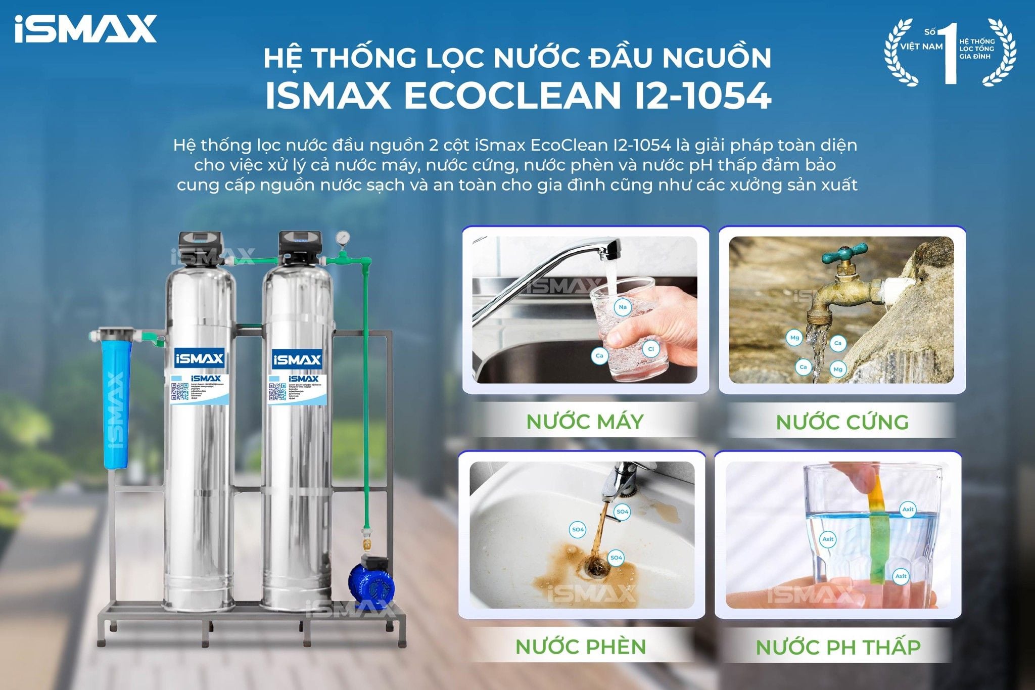 Hệ thông lọc tổng đầu nguồn iSmax EcoClean I2-1054