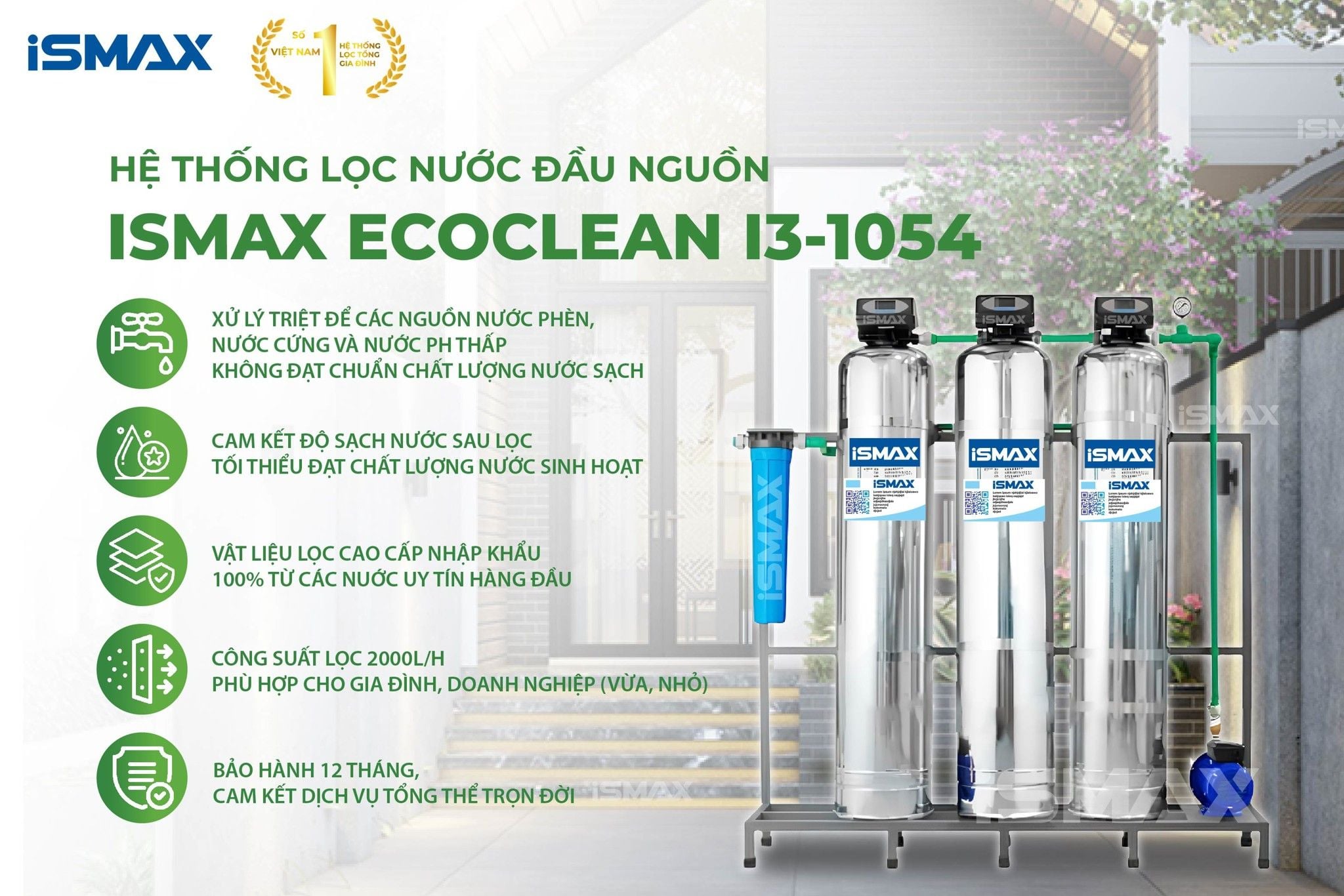 Hệ Thống Lọc Tổng Đầu Nguồn iSmax EcoClean I3-1054