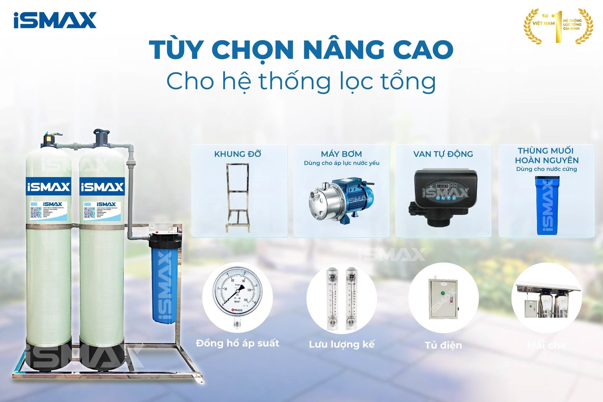 Phụ kiện đi kèm hệ thống lọc nước đầu nguồn 2 cột Composite 1354: