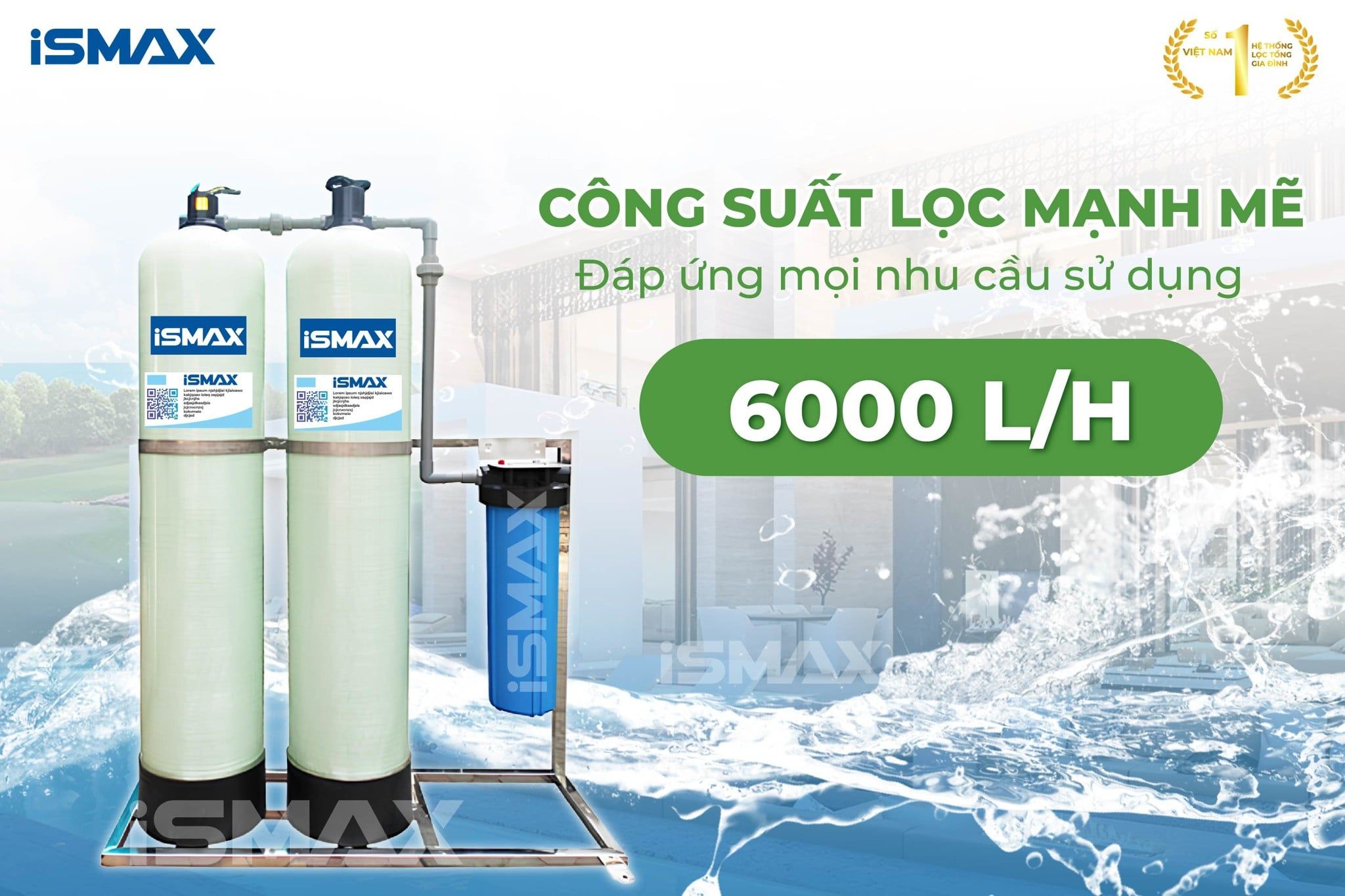 Công suất lọc siêu khủng 6000 L/h, đáp ứng mọi nhu cầu sử dụng