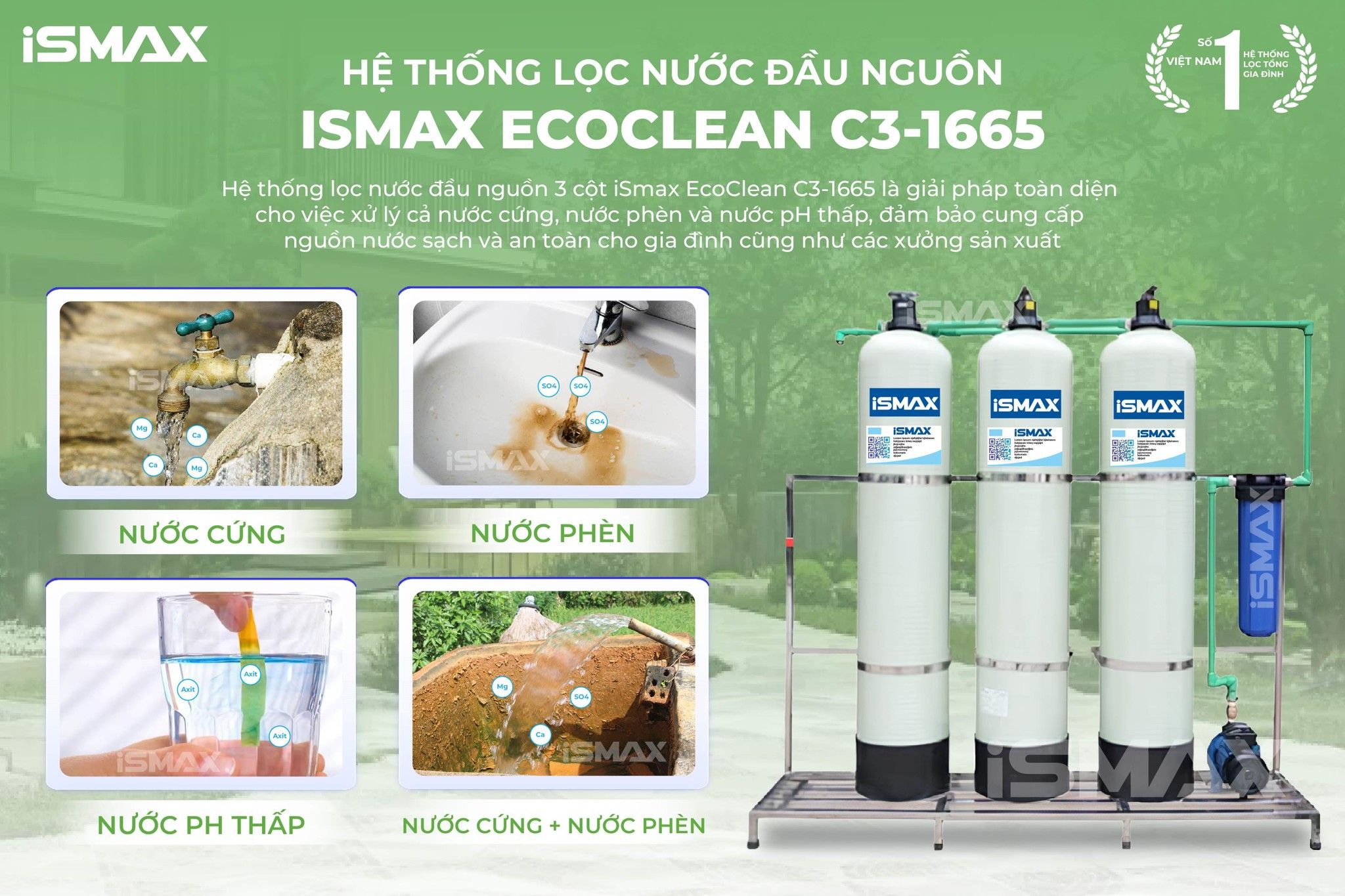 EcoClean C3-1665 xử lý mọi vấn đề về nguồn nước sinh hoạt ô nhiễm