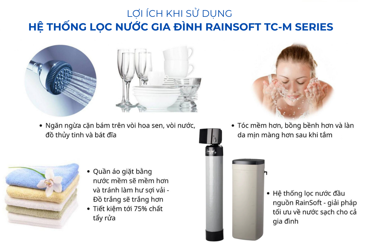 Lợi ích khi sử dụng hệ thống lọc nước gia đình Rainsoft TC-M Series