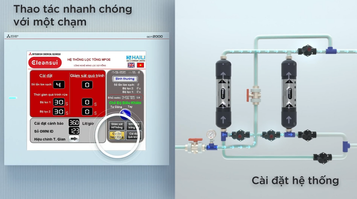 Lọc tổng Cleansui MPOE-P với màn hình điều khiển cảm ứng thông minh
