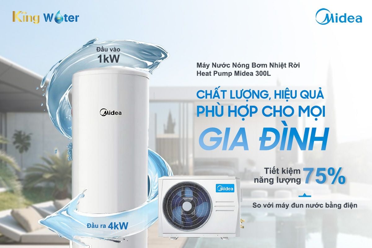 Hệ thống làm nóng nước tiên tiến của Heat Pump Midea giúp tiết kiệm tới hơn 75% chi phí điện năng