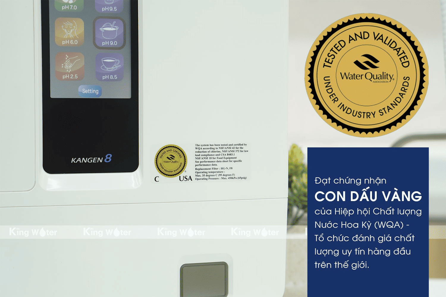 Máy lọc Kangen K8 đạt chất lượng tốt với những tiêu chuẩn hàng đầu
