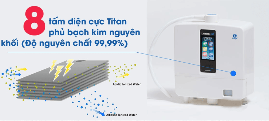 Máy lọc nước Kangen Leveluk K8 trang bị 8 tấm điện cực công suất cao